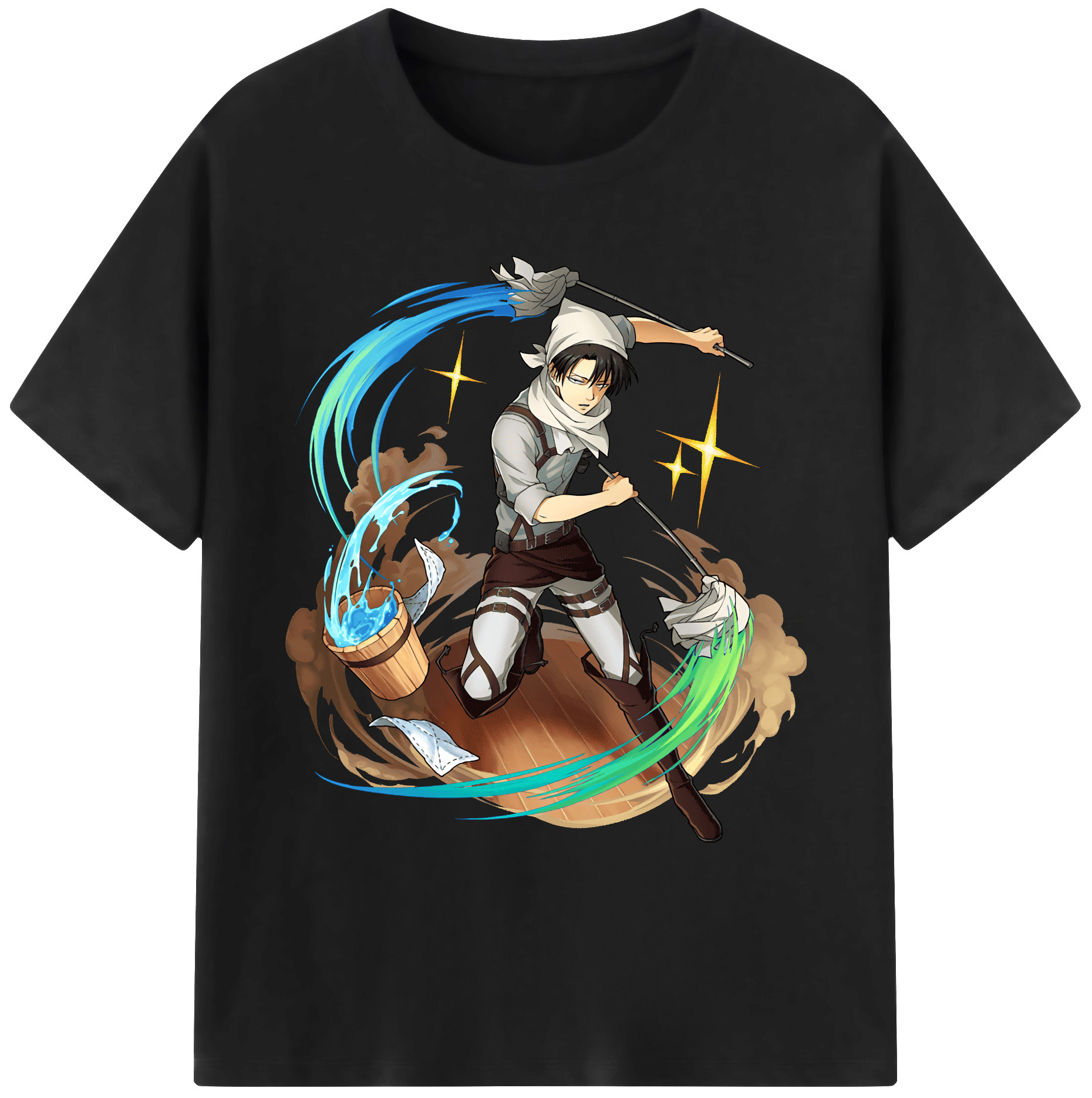 （画像用） 進撃の巨人 リヴァイ·アッカーマン Attack on Titan Levi Ackerman 綿100％ メンズ半袖Tシャツ｜肌触りやわらか＆通気性
