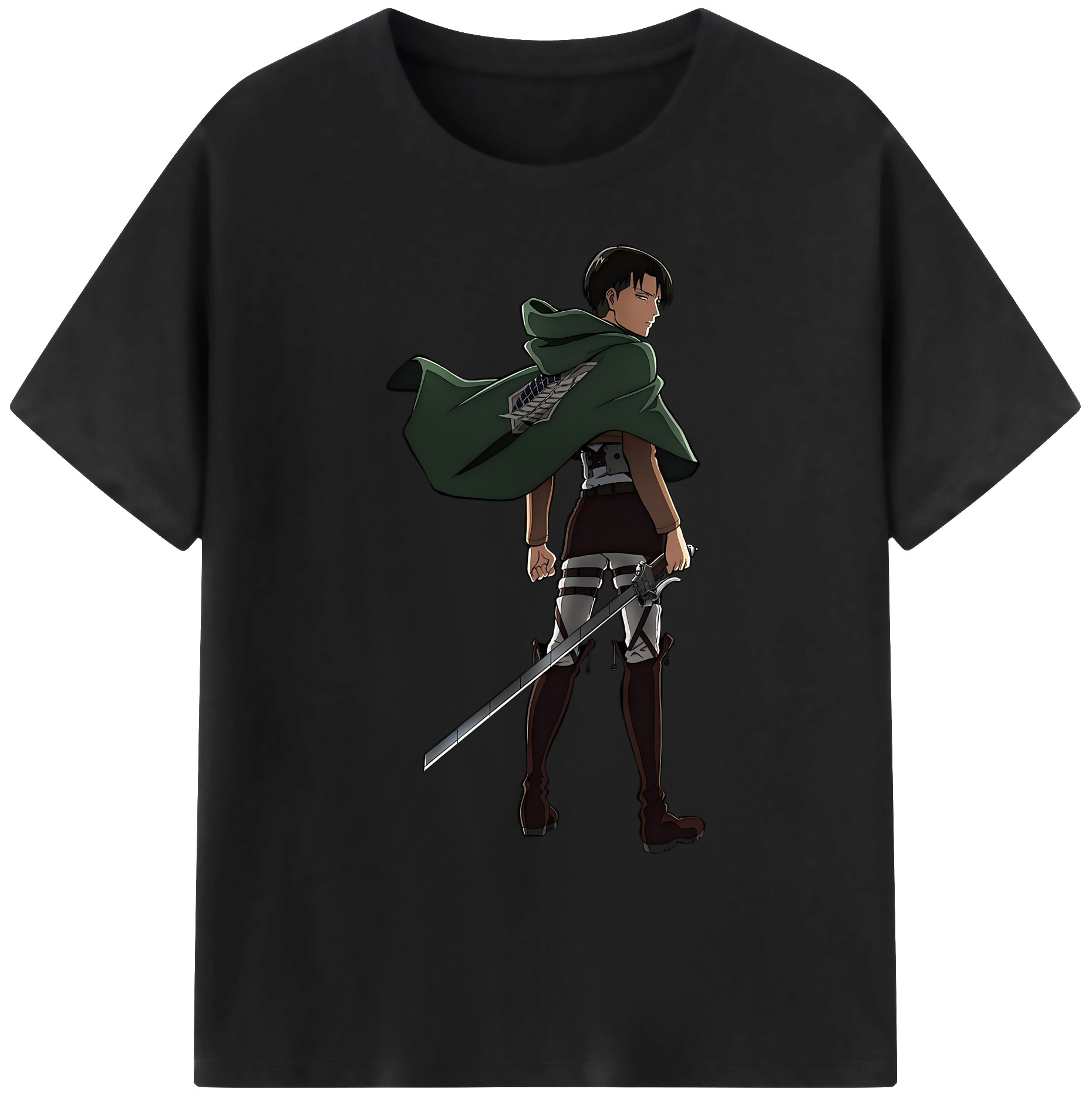 （画像用） 進撃の巨人 リヴァイ·アッカーマン Attack on Titan Levi Ackerman 綿100％ メンズ半袖Tシャツ｜肌触りやわらか＆通気性
