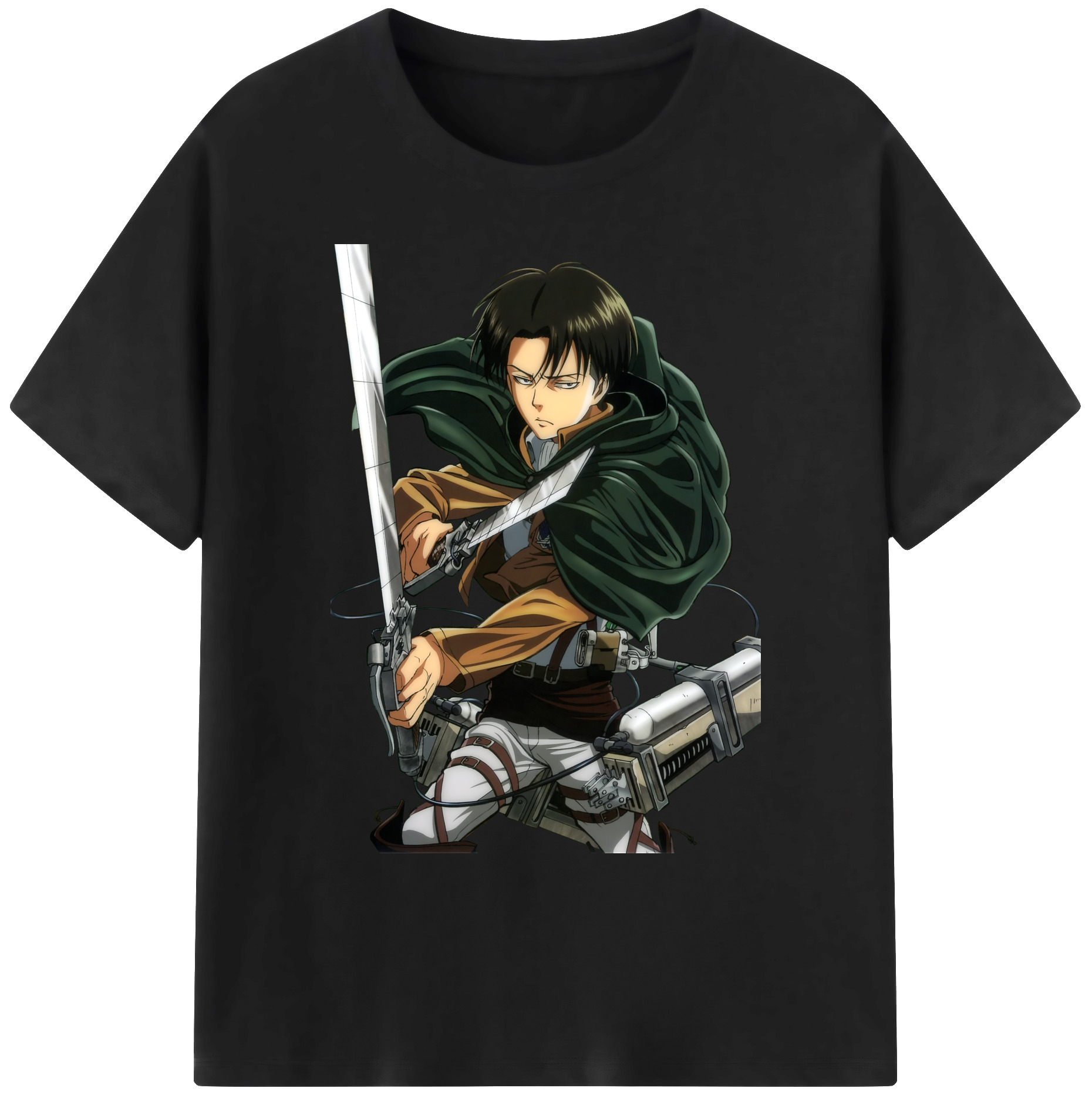 （画像用） 進撃の巨人 リヴァイ·アッカーマン Attack on Titan Levi Ackerman 綿100％ メンズ半袖Tシャツ｜肌触りやわらか＆通気性