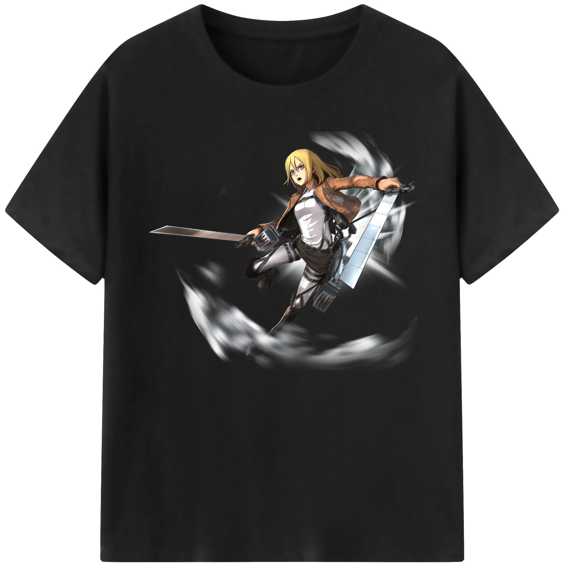 （画像用） 進撃の巨人 クリスタ·レンズ Attack on Titan Christa Lenz 綿100％ メンズ半袖Tシャツ｜肌触りやわらか＆通気性