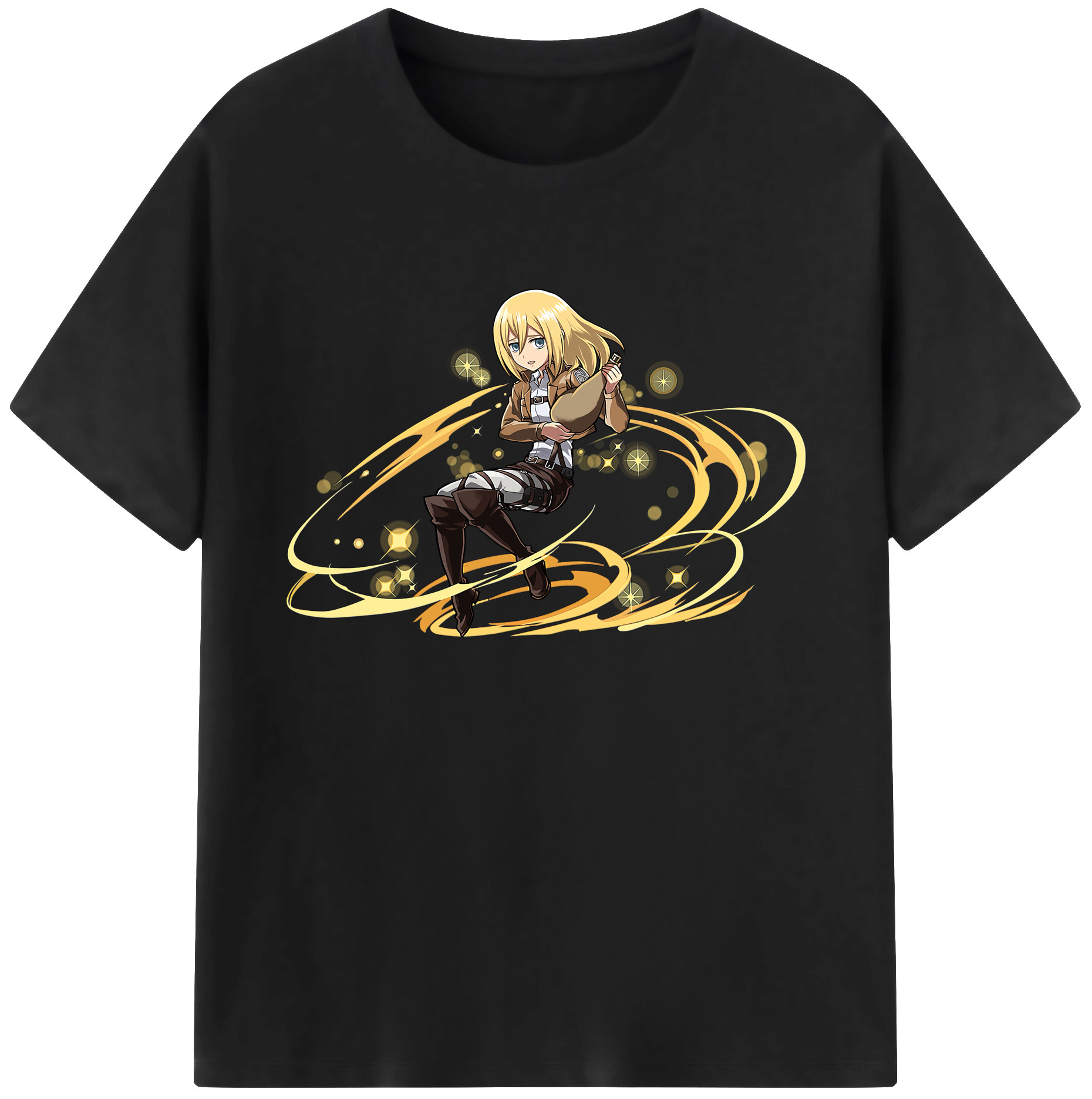 （画像用） 進撃の巨人 クリスタ·レンズ Attack on Titan Christa Lenz 綿100％ メンズ半袖Tシャツ｜肌触りやわらか＆通気性