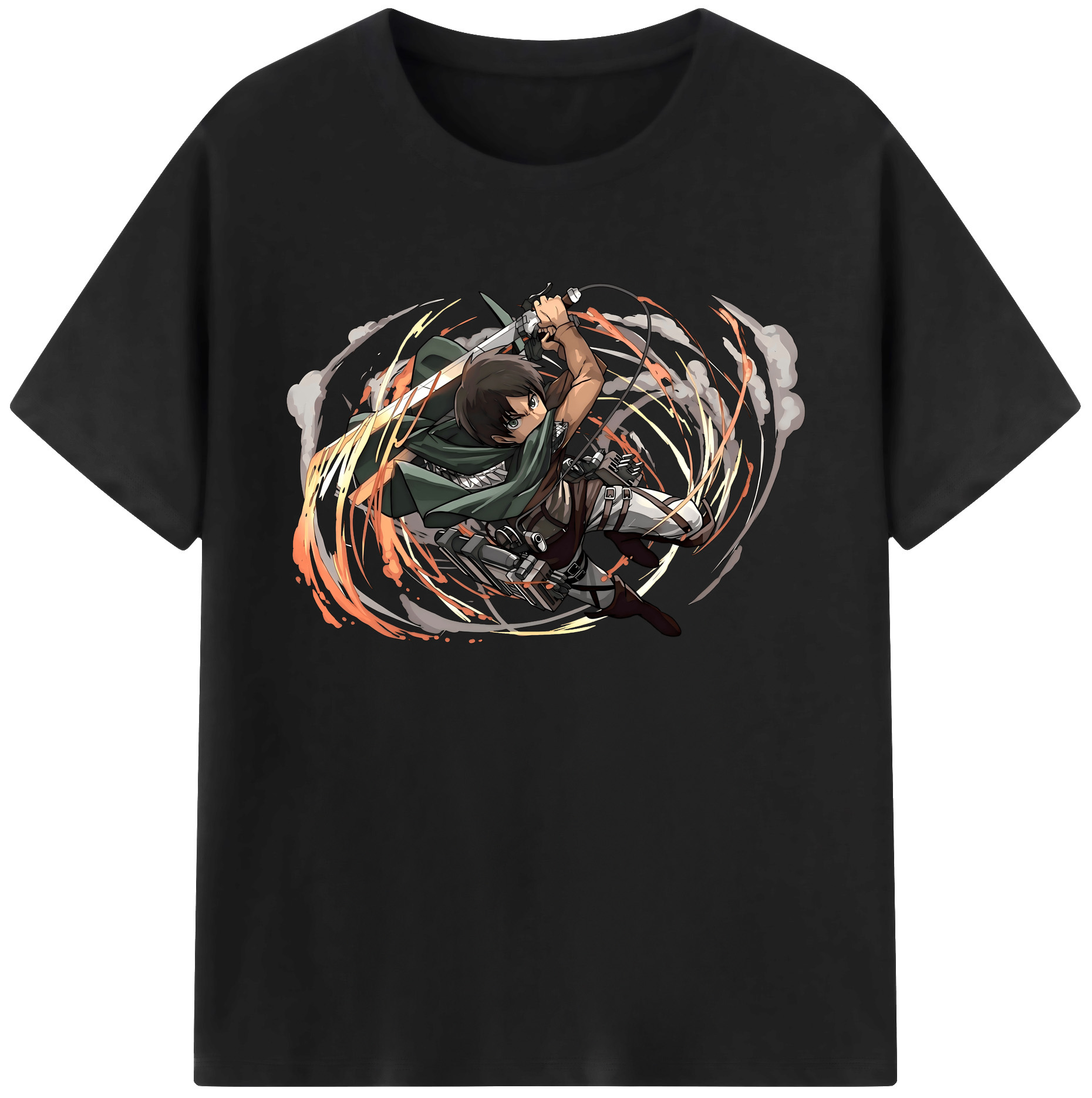 （画像用） 進撃の巨人 エレン･イェーガー Attack on Titan Eren Jäger 綿100％ メンズ半袖Tシャツ｜肌触りやわらか＆通気性