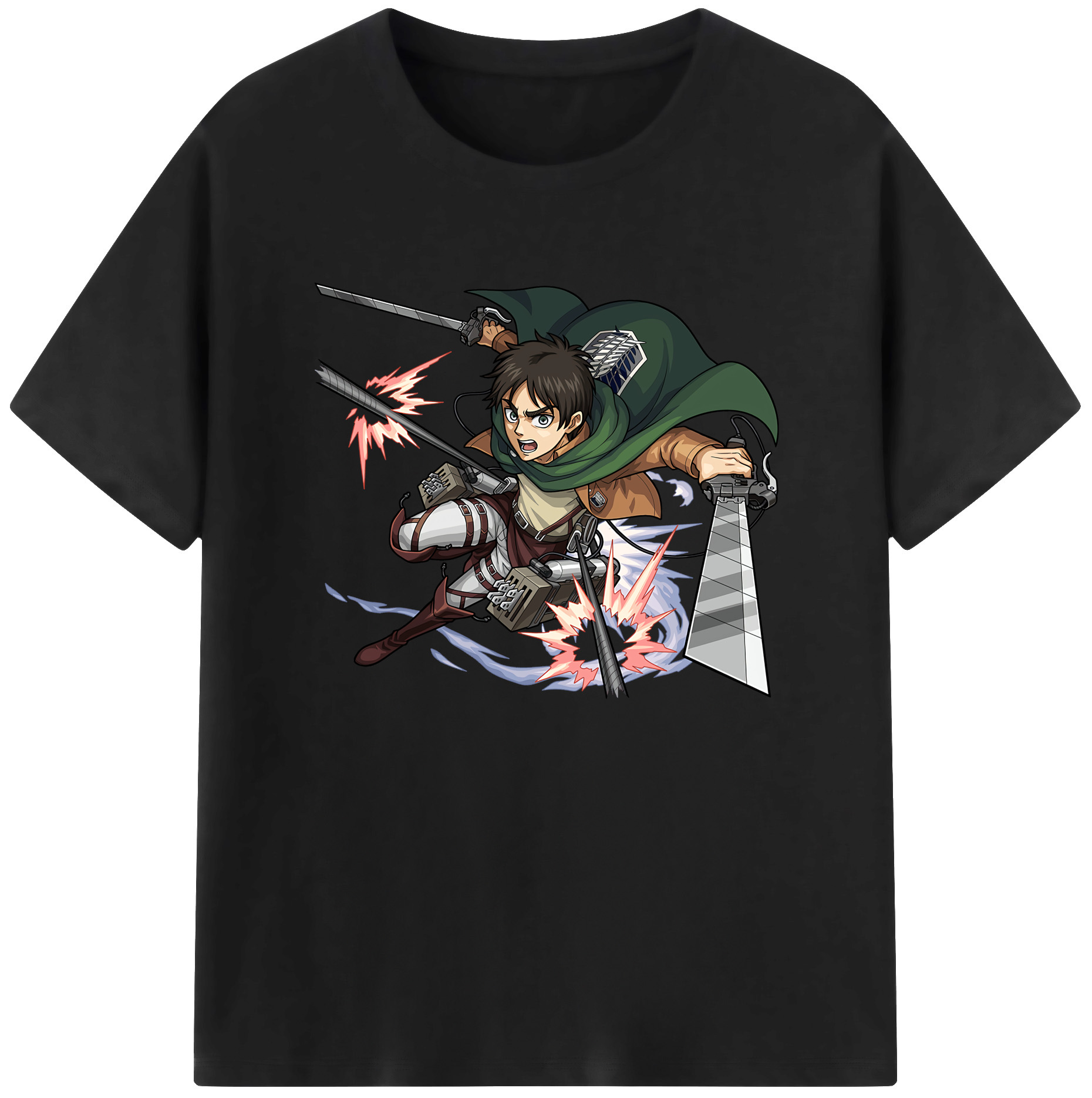 （画像用） 進撃の巨人 エレン･イェーガー Attack on Titan Eren Jäger 綿100％ メンズ半袖Tシャツ｜肌触りやわらか＆通気性