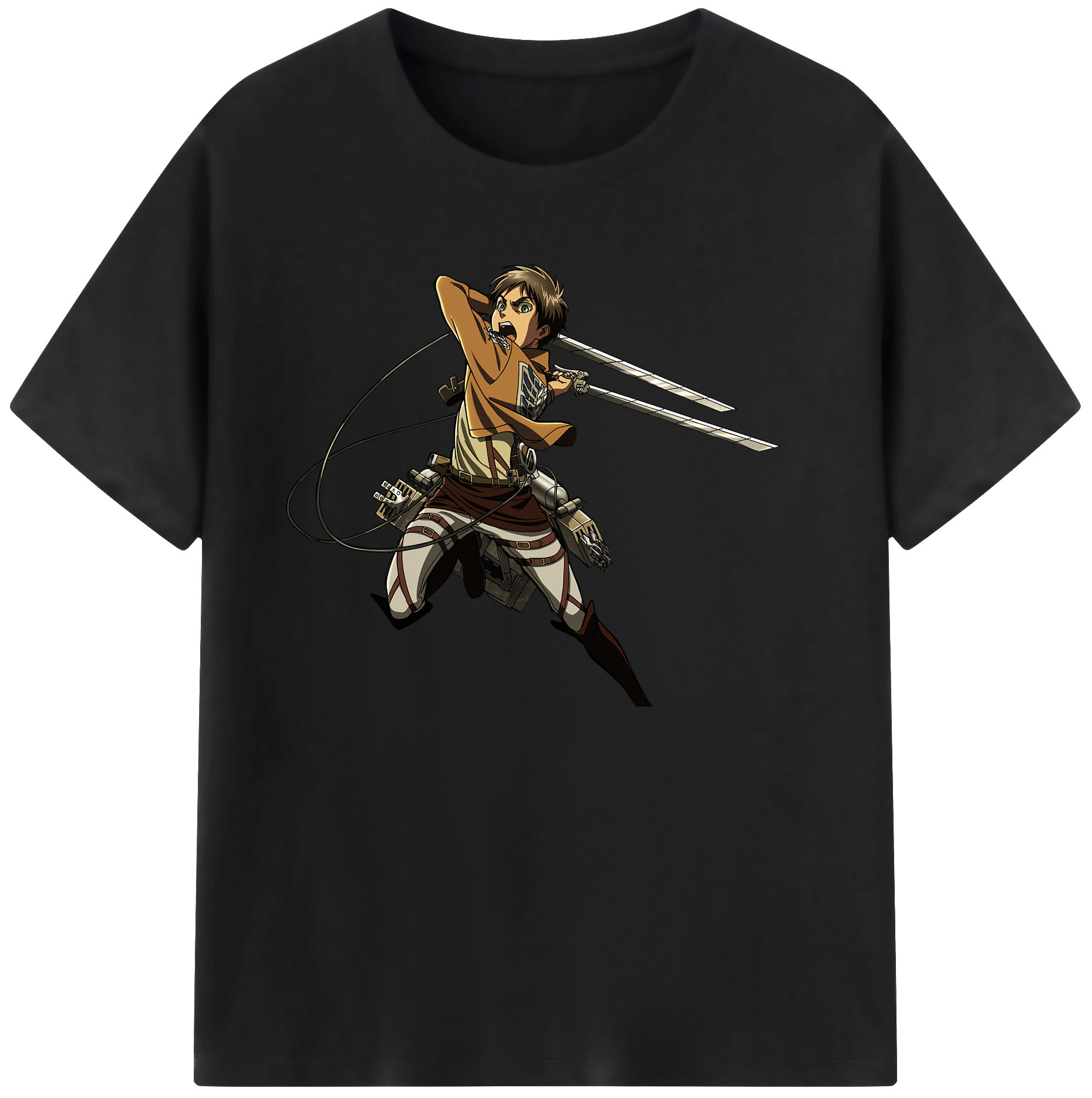 （画像用） 進撃の巨人 エレン･イェーガー Attack on Titan Eren Jäger 綿100％ メンズ半袖Tシャツ｜肌触りやわらか＆通気性