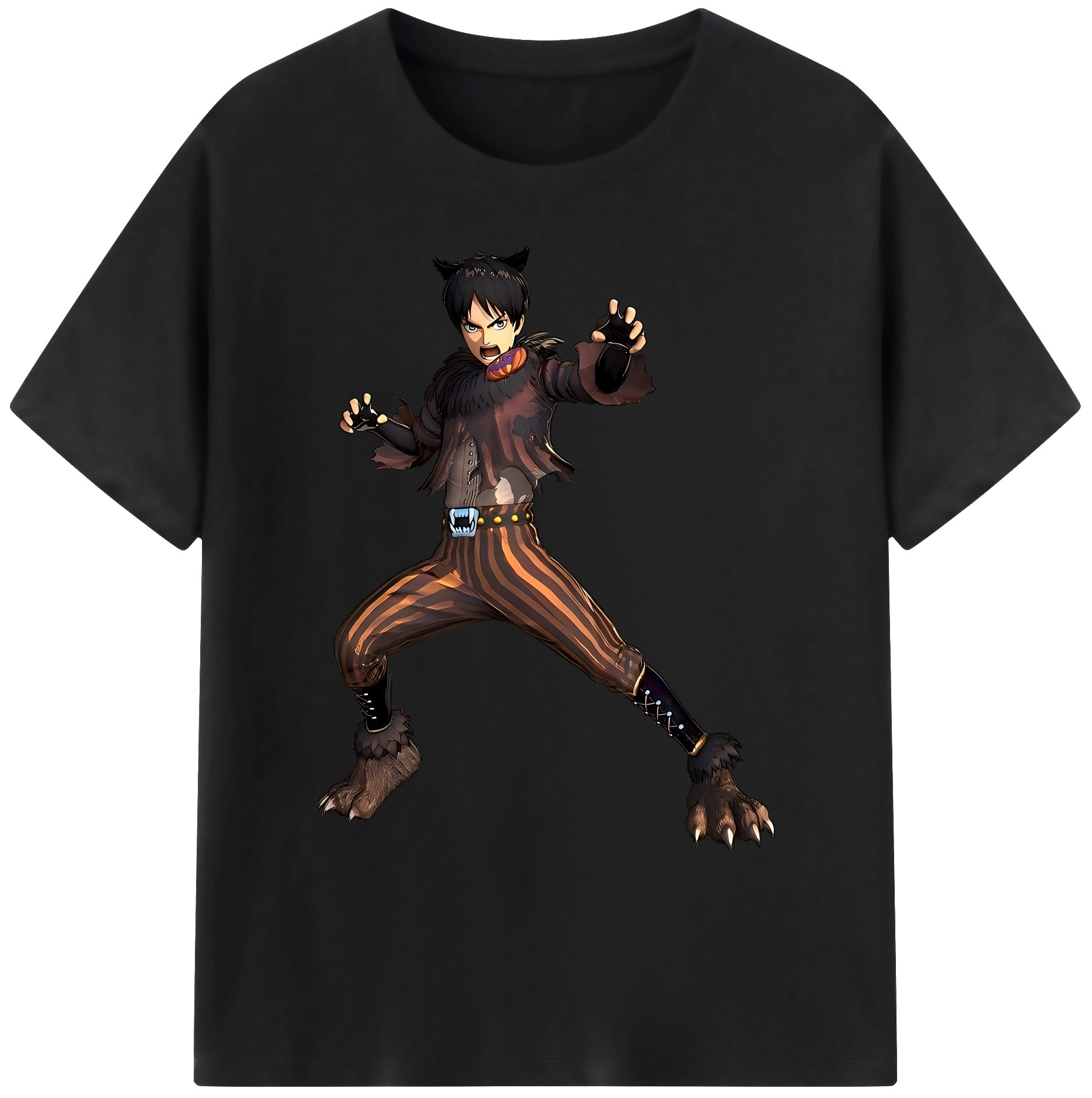（画像用） 進撃の巨人 エレン･イェーガー Attack on Titan Eren Jäger 綿100％ メンズ半袖Tシャツ｜肌触りやわらか＆通気性