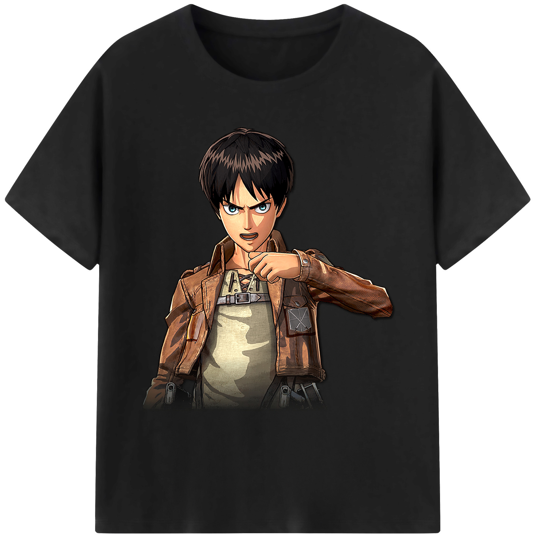 （画像用） 進撃の巨人 エレン･イェーガー Attack on Titan Eren Jäger 綿100％ メンズ半袖Tシャツ｜肌触りやわらか＆通気性