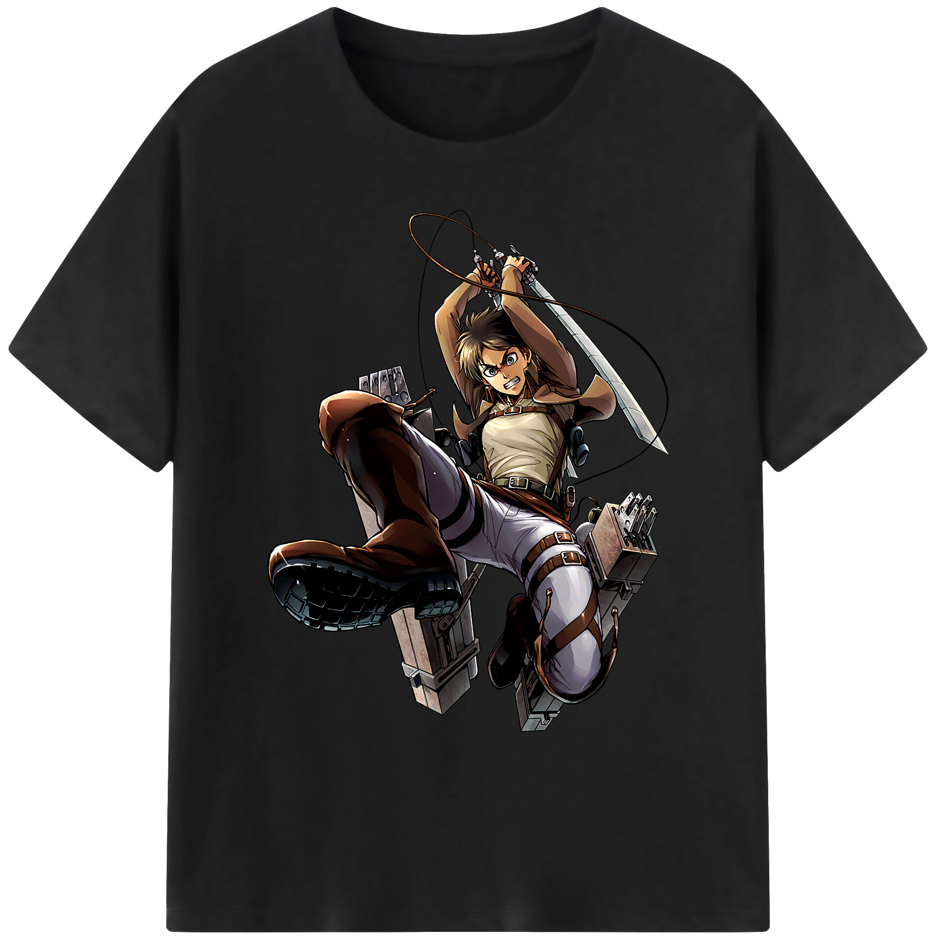（画像用） 進撃の巨人 エレン･イェーガー Attack on Titan Eren Jäger 綿100％ メンズ半袖Tシャツ｜肌触りやわらか＆通気性