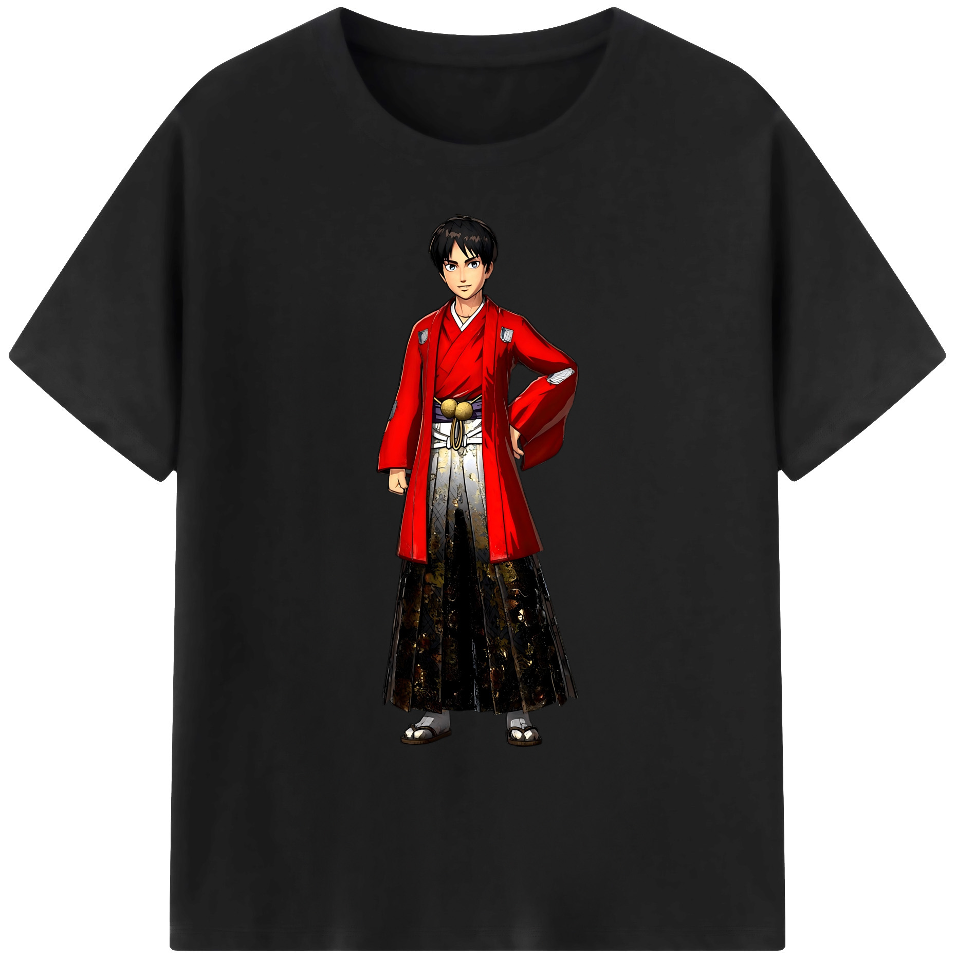 （画像用） 進撃の巨人 エレン･イェーガー Attack on Titan Eren Jäger 綿100％ メンズ半袖Tシャツ｜肌触りやわらか＆通気性