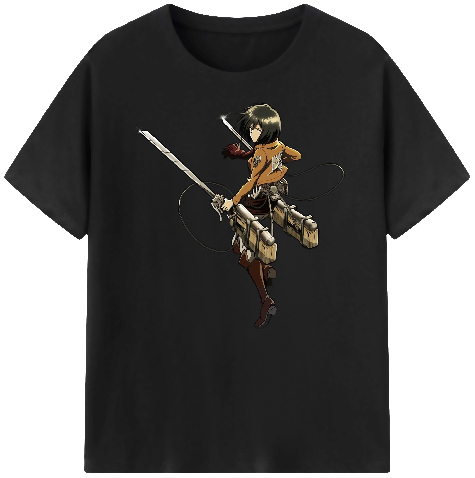 （画像用） 進撃の巨人 ミカサ·アッカーマン Attack on Titan Mikasa Ackerman 綿100％ メンズ半袖Tシャツ｜肌触りやわらか＆通気性