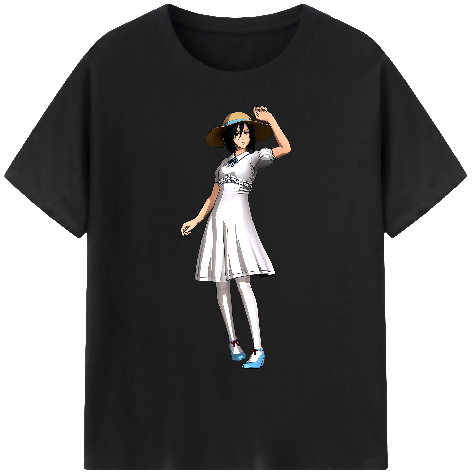（画像用） 進撃の巨人 ミカサ·アッカーマン Attack on Titan Mikasa Ackerman 綿100％ メンズ半袖Tシャツ｜肌触りやわらか＆通気性