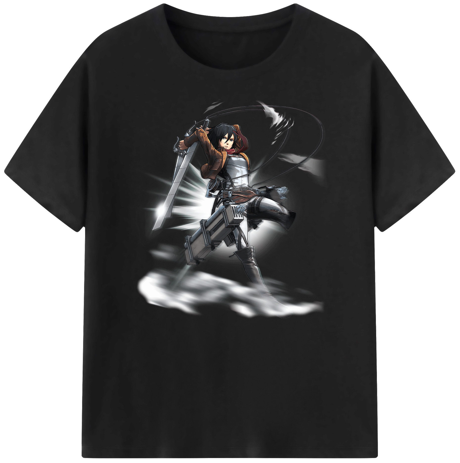 （画像用） 進撃の巨人 ミカサ·アッカーマン Attack on Titan Mikasa Ackerman 綿100％ メンズ半袖Tシャツ｜肌触りやわらか＆通気性