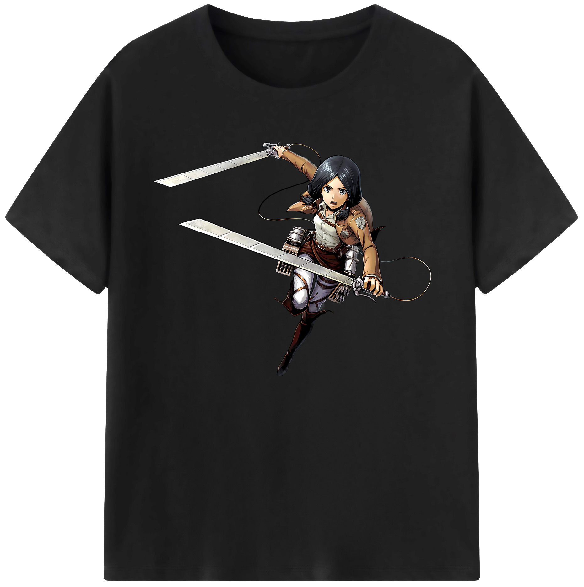 （画像用） 進撃の巨人 ミカサ·アッカーマン Attack on Titan Mikasa Ackerman 綿100％ メンズ半袖Tシャツ｜肌触りやわらか＆通気性