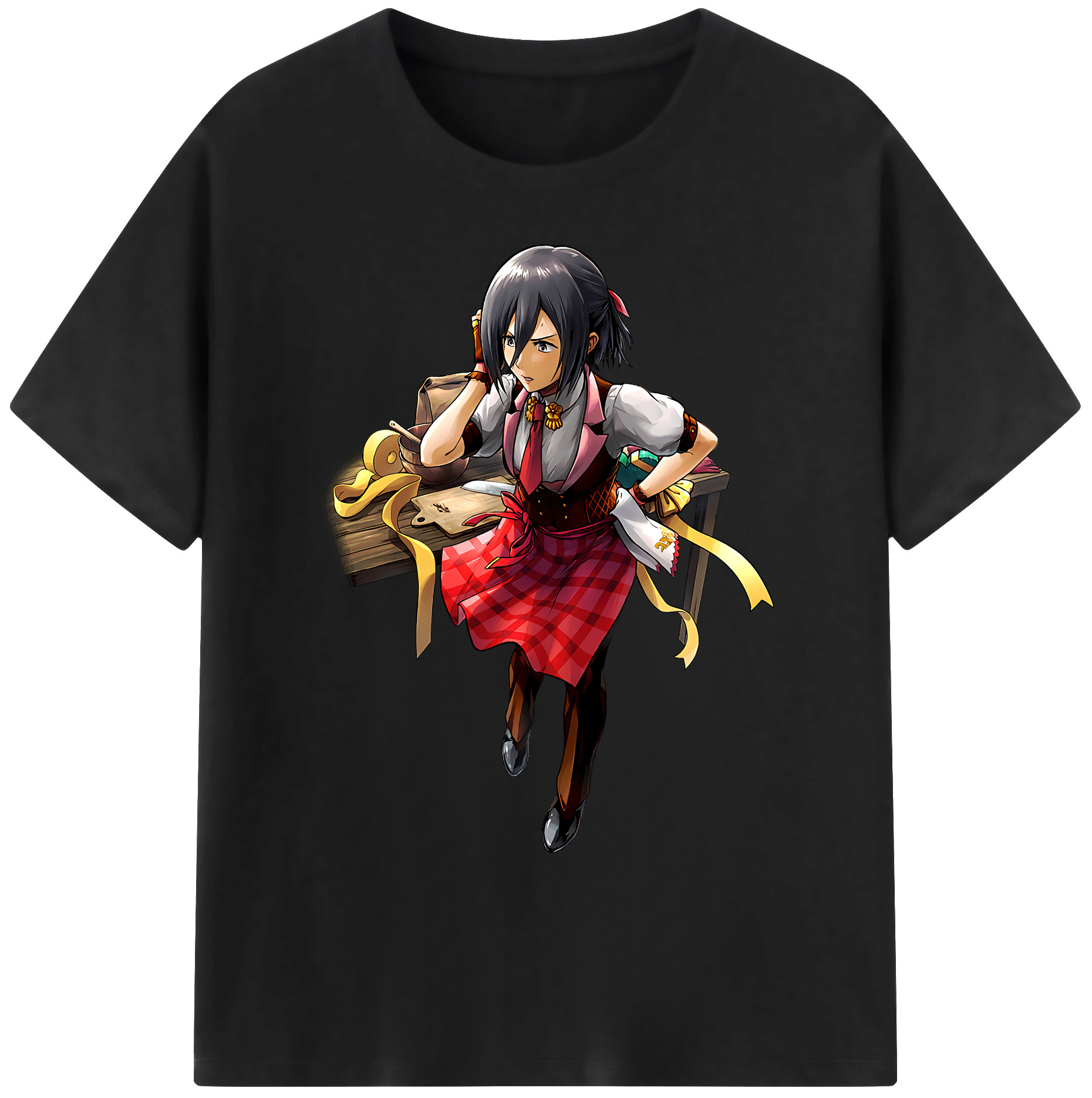 （画像用） 進撃の巨人 ミカサ·アッカーマン Attack on Titan Mikasa Ackerman 綿100％ メンズ半袖Tシャツ｜肌触りやわらか＆通気性