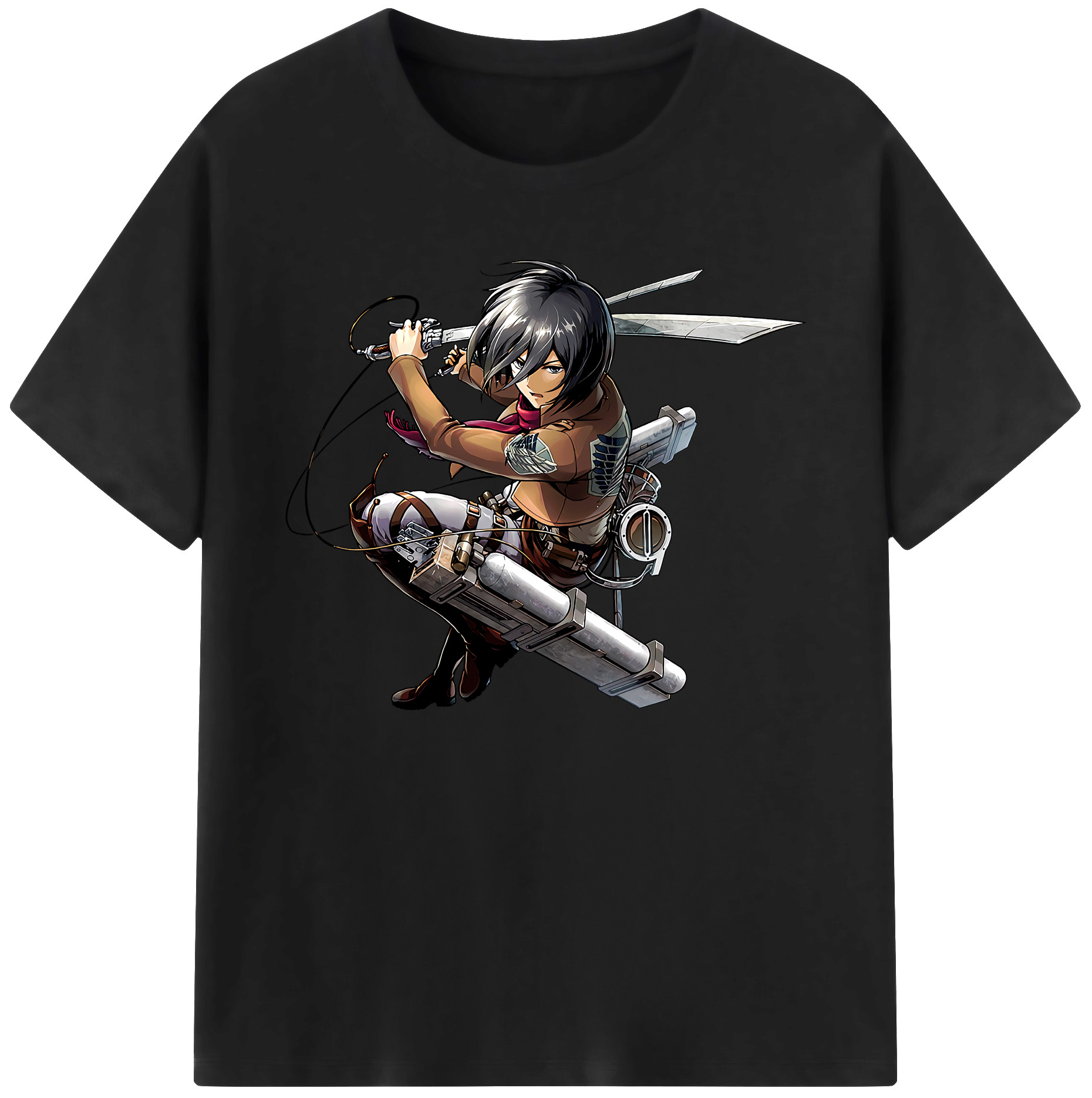 （画像用） 進撃の巨人 ミカサ·アッカーマン Attack on Titan Mikasa Ackerman 綿100％ メンズ半袖Tシャツ｜肌触りやわらか＆通気性