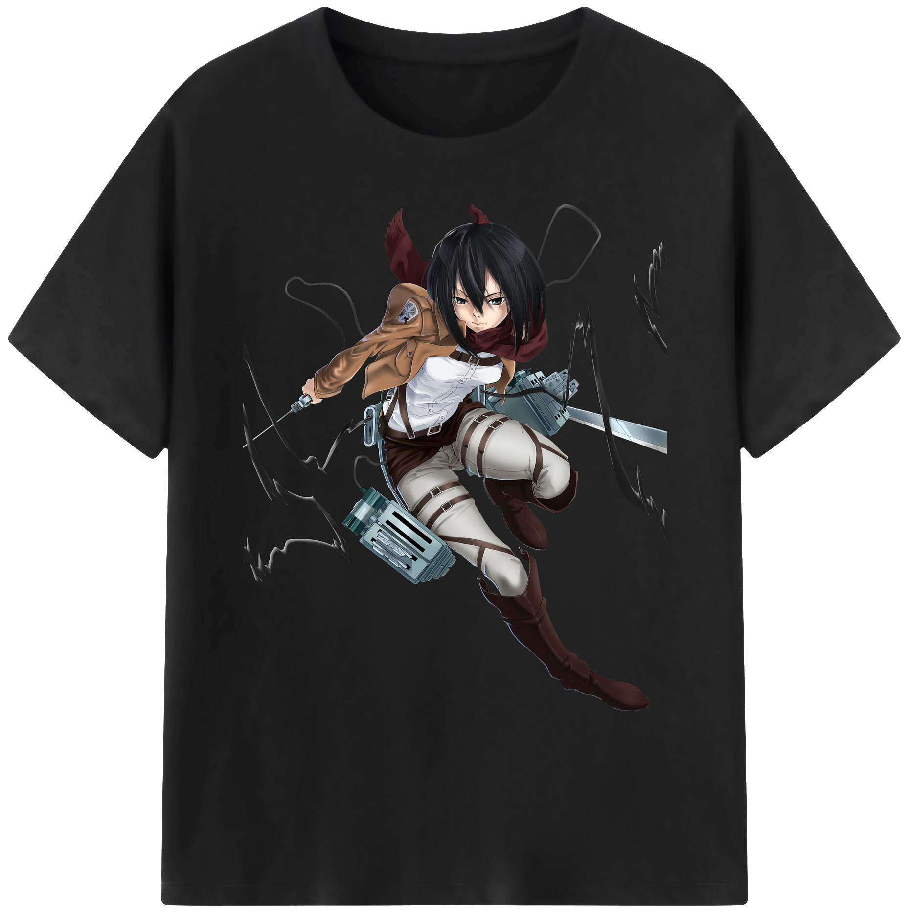 （画像用） 進撃の巨人 ミカサ·アッカーマン Attack on Titan Mikasa Ackerman 綿100％ メンズ半袖Tシャツ｜肌触りやわらか＆通気性