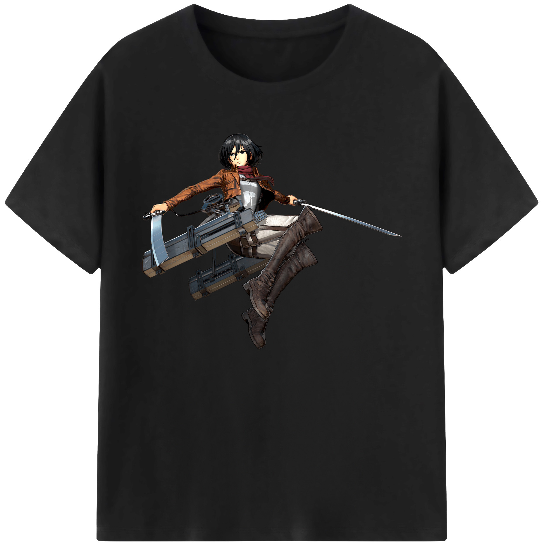 （画像用） 進撃の巨人 ミカサ·アッカーマン Attack on Titan Mikasa Ackerman 綿100％ メンズ半袖Tシャツ｜肌触りやわらか＆通気性