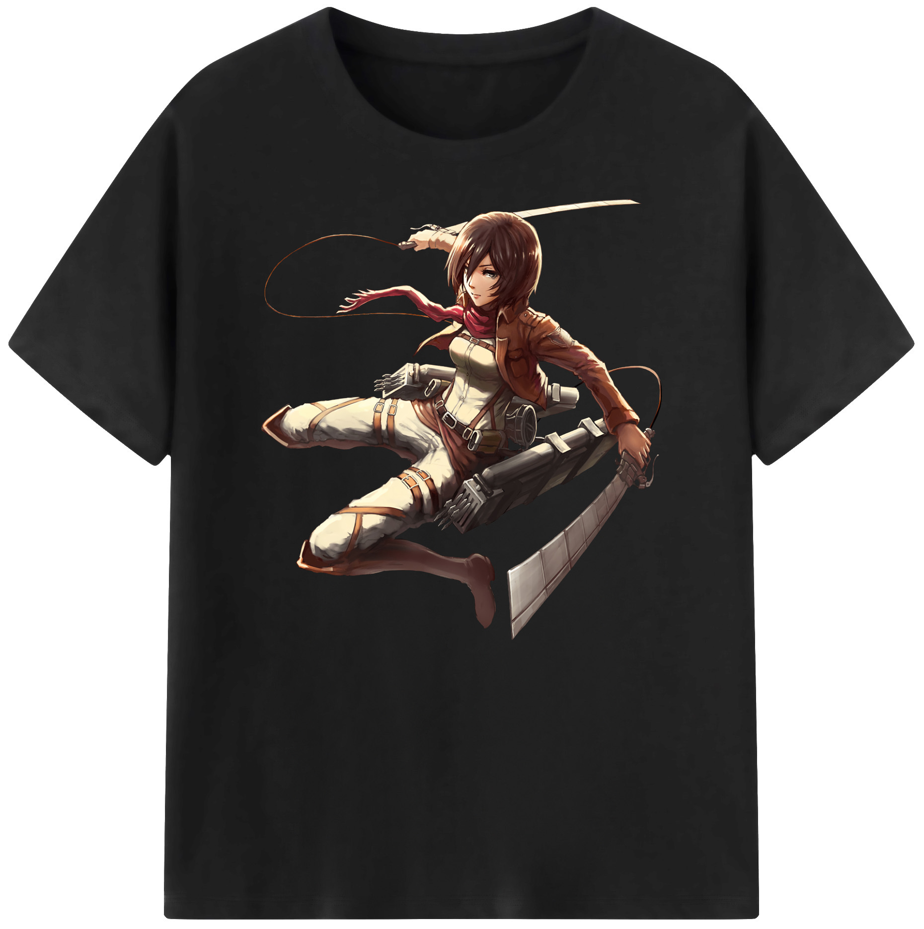 （画像用） 進撃の巨人 ミカサ·アッカーマン Attack on Titan Mikasa Ackerman 綿100％ メンズ半袖Tシャツ｜肌触りやわらか＆通気性