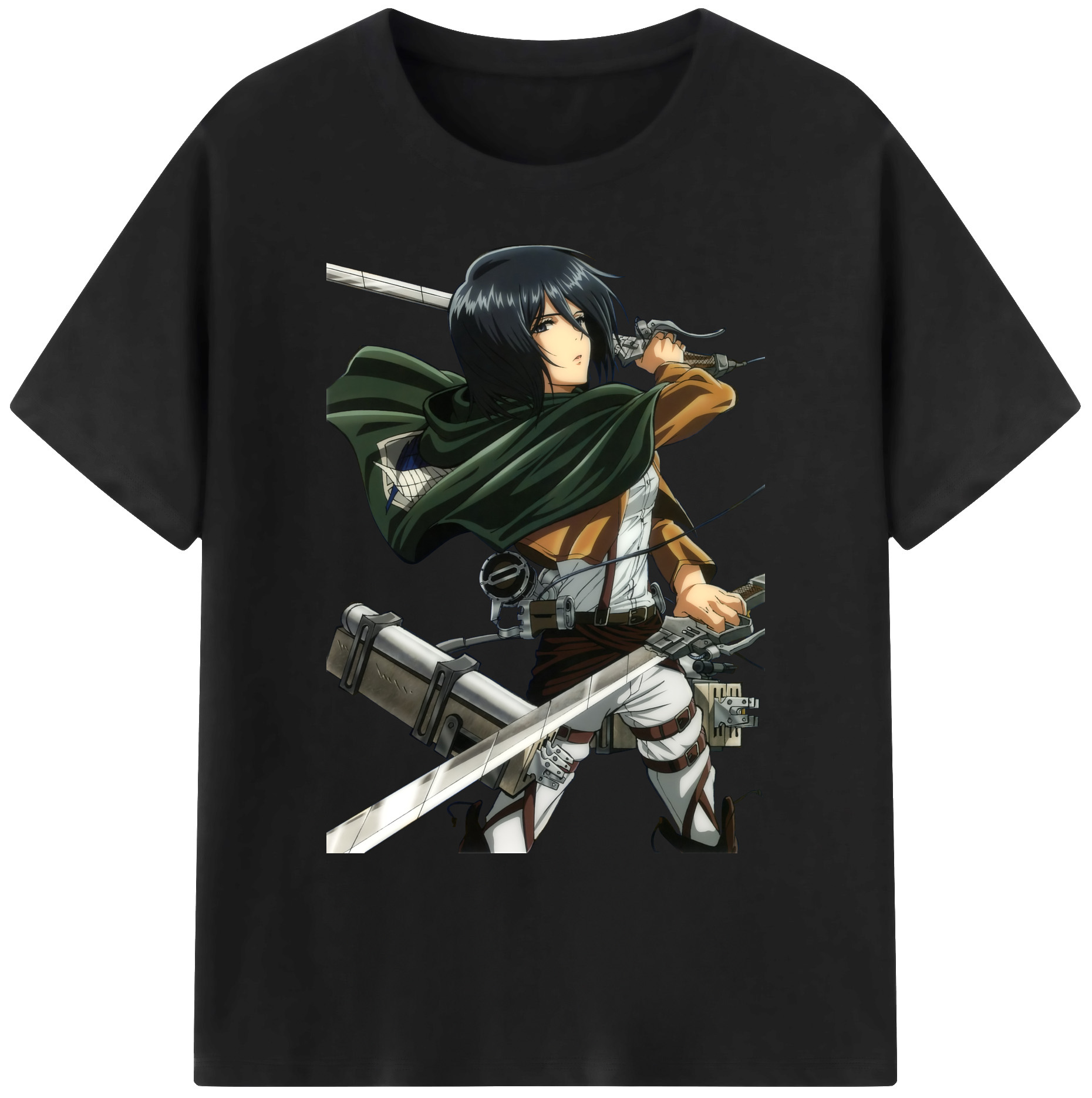 （画像用） 進撃の巨人 ミカサ·アッカーマン Attack on Titan Mikasa Ackerman 綿100％ メンズ半袖Tシャツ｜肌触りやわらか＆通気性