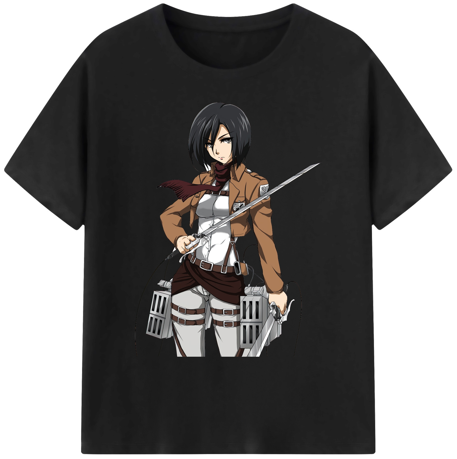 （画像用） 進撃の巨人 ミカサ·アッカーマン Attack on Titan Mikasa Ackerman 綿100％ メンズ半袖Tシャツ｜肌触りやわらか＆通気性