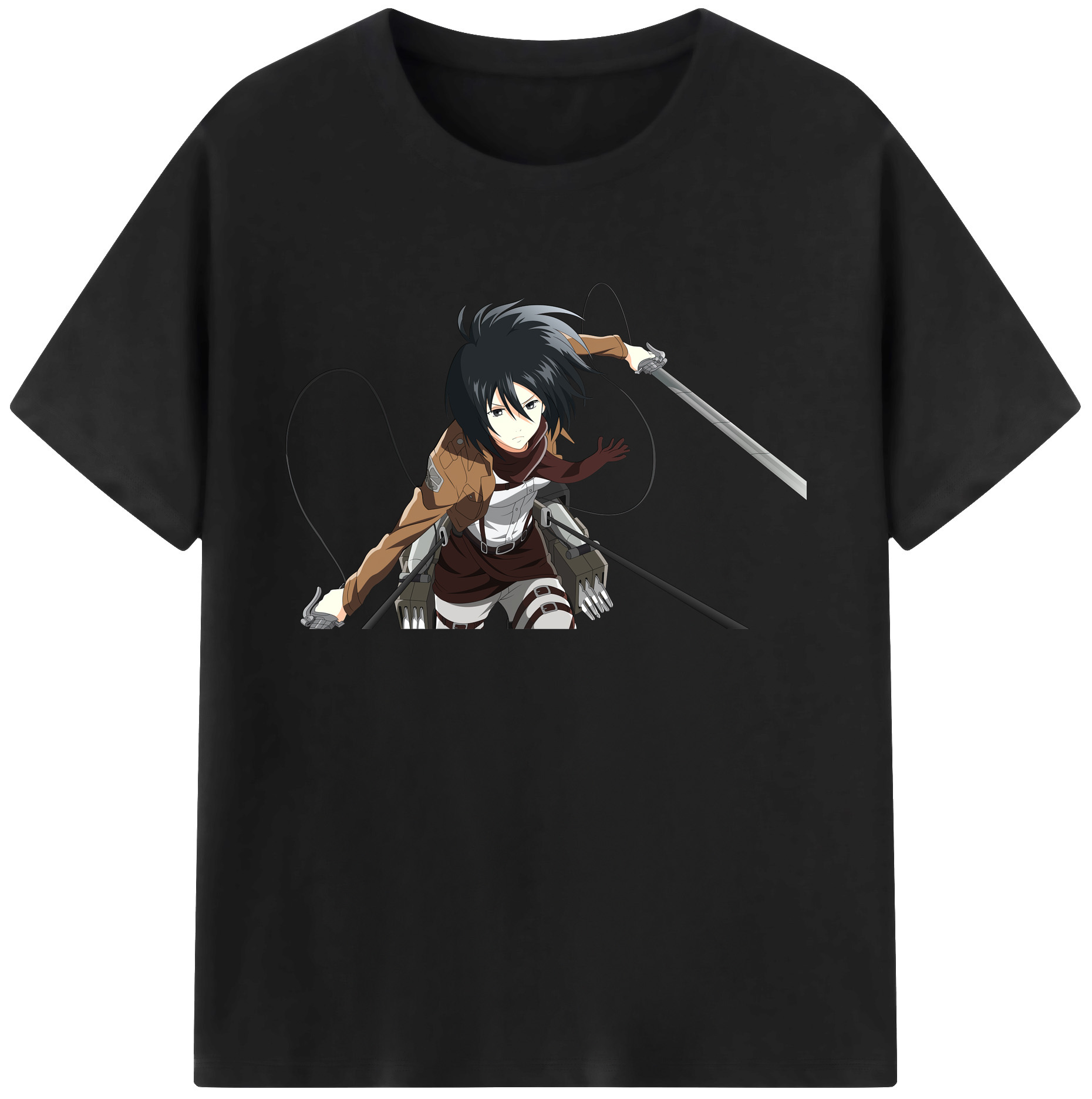 （画像用） 進撃の巨人 ミカサ·アッカーマン Attack on Titan Mikasa Ackerman 綿100％ メンズ半袖Tシャツ｜肌触りやわらか＆通気性