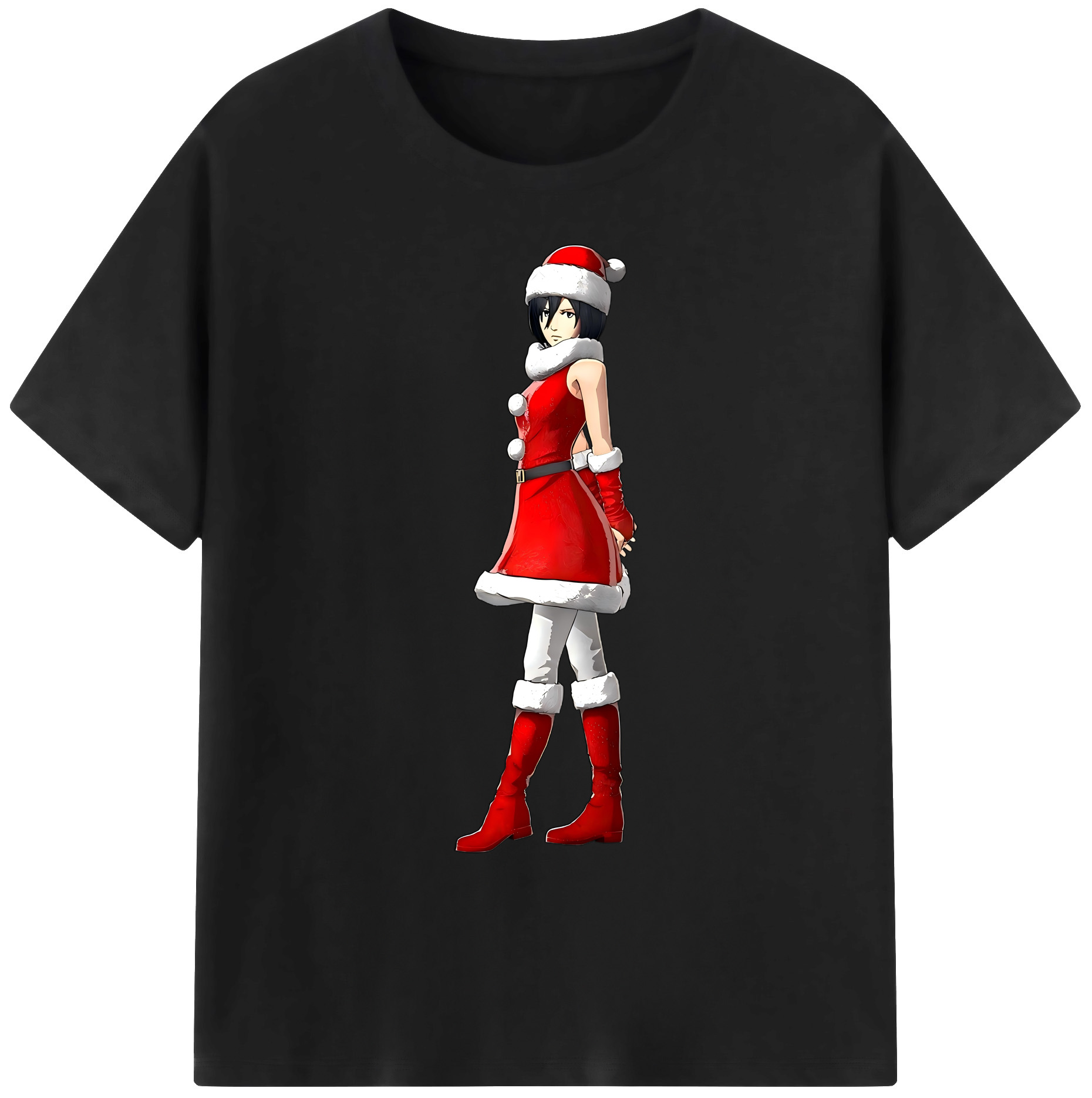 （画像用） 進撃の巨人 ミカサ·アッカーマン Attack on Titan Mikasa Ackerman 綿100％ メンズ半袖Tシャツ｜肌触りやわらか＆通気性