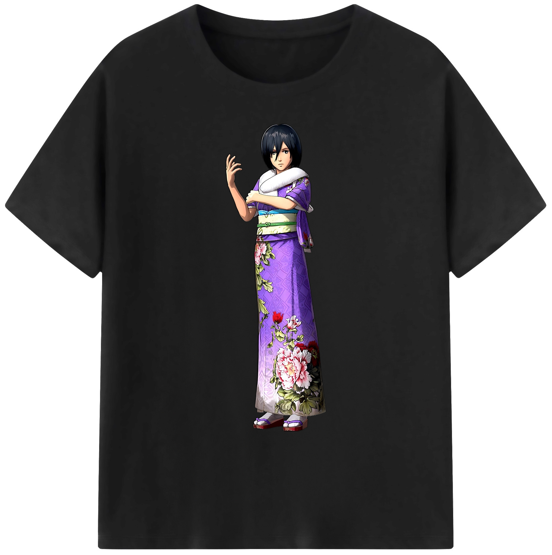 （画像用） 進撃の巨人 ミカサ·アッカーマン Attack on Titan Mikasa Ackerman 綿100％ メンズ半袖Tシャツ｜肌触りやわらか＆通気性