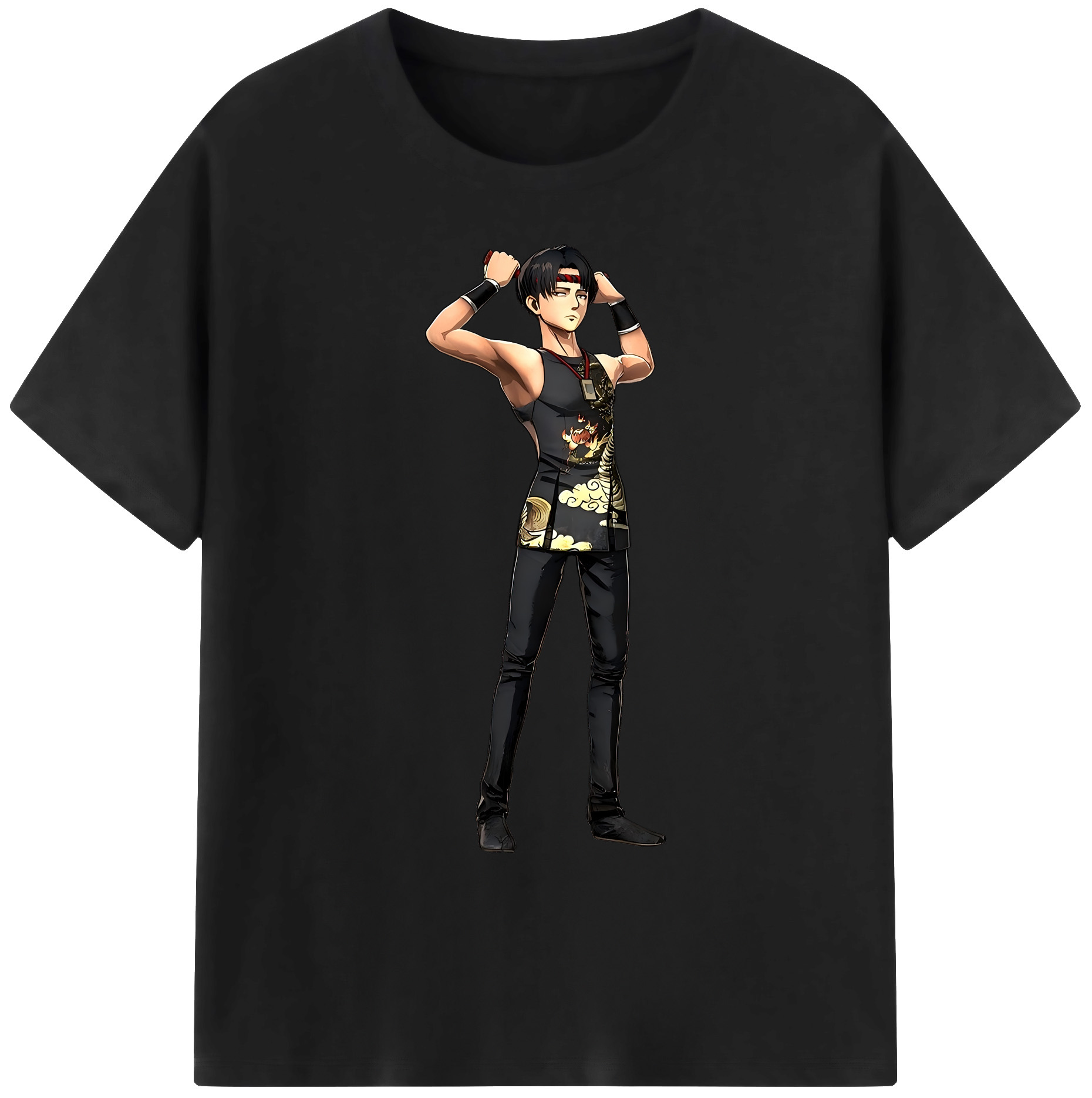 （画像用） 進撃の巨人 リヴァイ·アッカーマン Attack on Titan Levi Ackerman 綿100％ メンズ半袖Tシャツ｜肌触りやわらか＆通気性