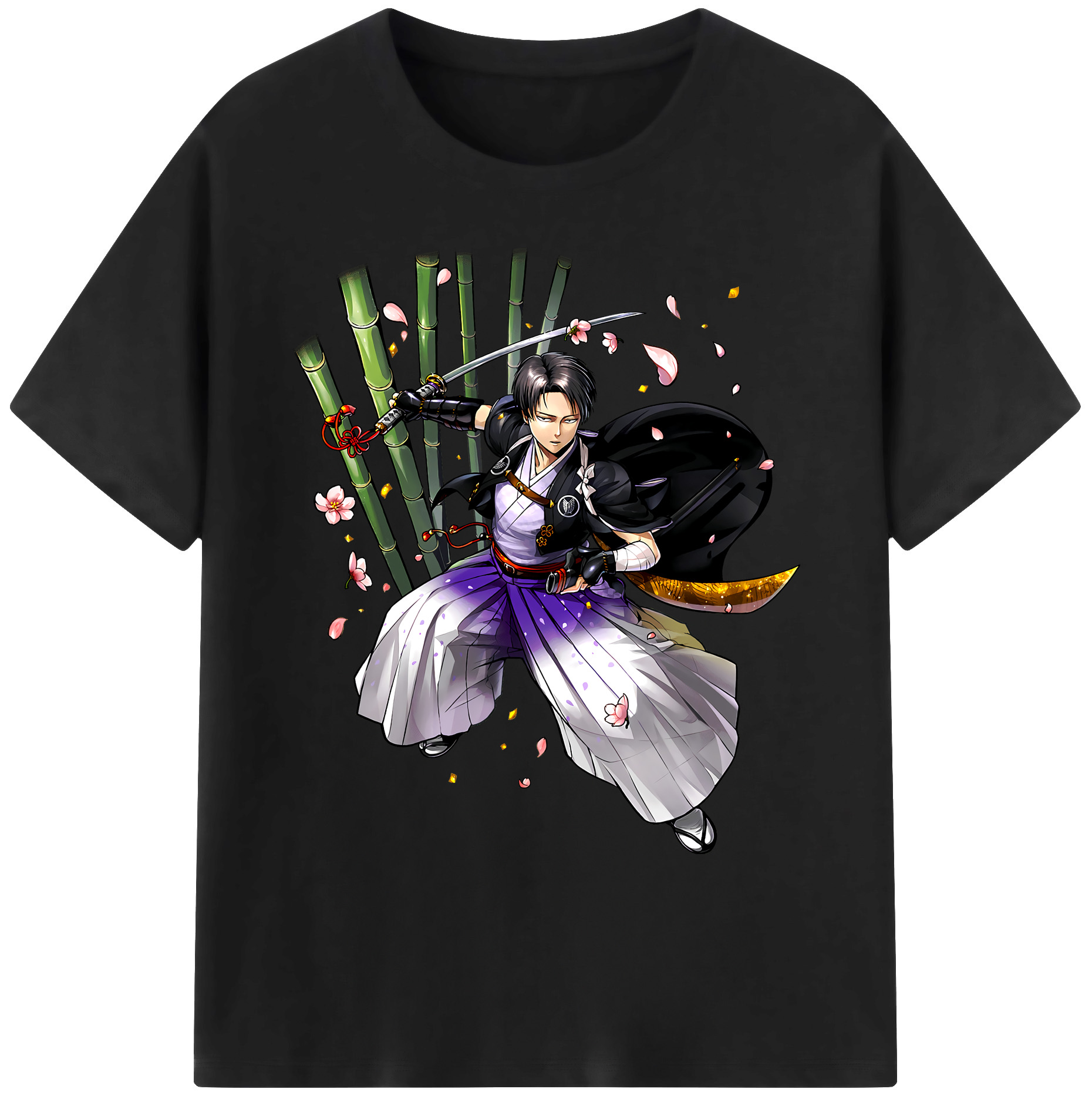 （画像用） 進撃の巨人 リヴァイ·アッカーマン Attack on Titan Levi Ackerman 綿100％ メンズ半袖Tシャツ｜肌触りやわらか＆通気性