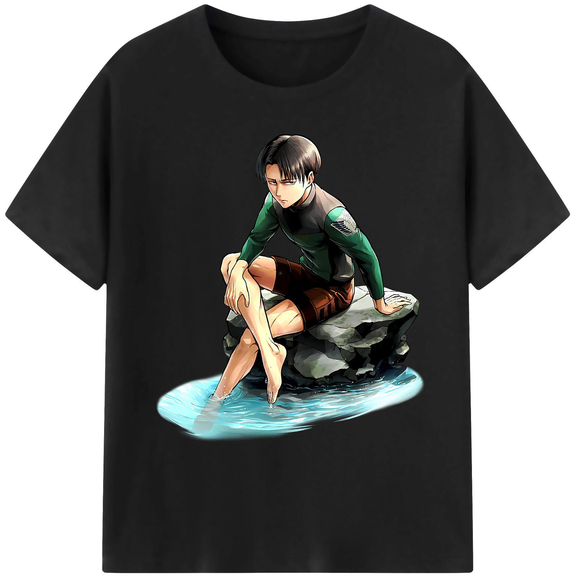 （画像用） 進撃の巨人 リヴァイ·アッカーマン Attack on Titan Levi Ackerman 綿100％ メンズ半袖Tシャツ｜肌触りやわらか＆通気性