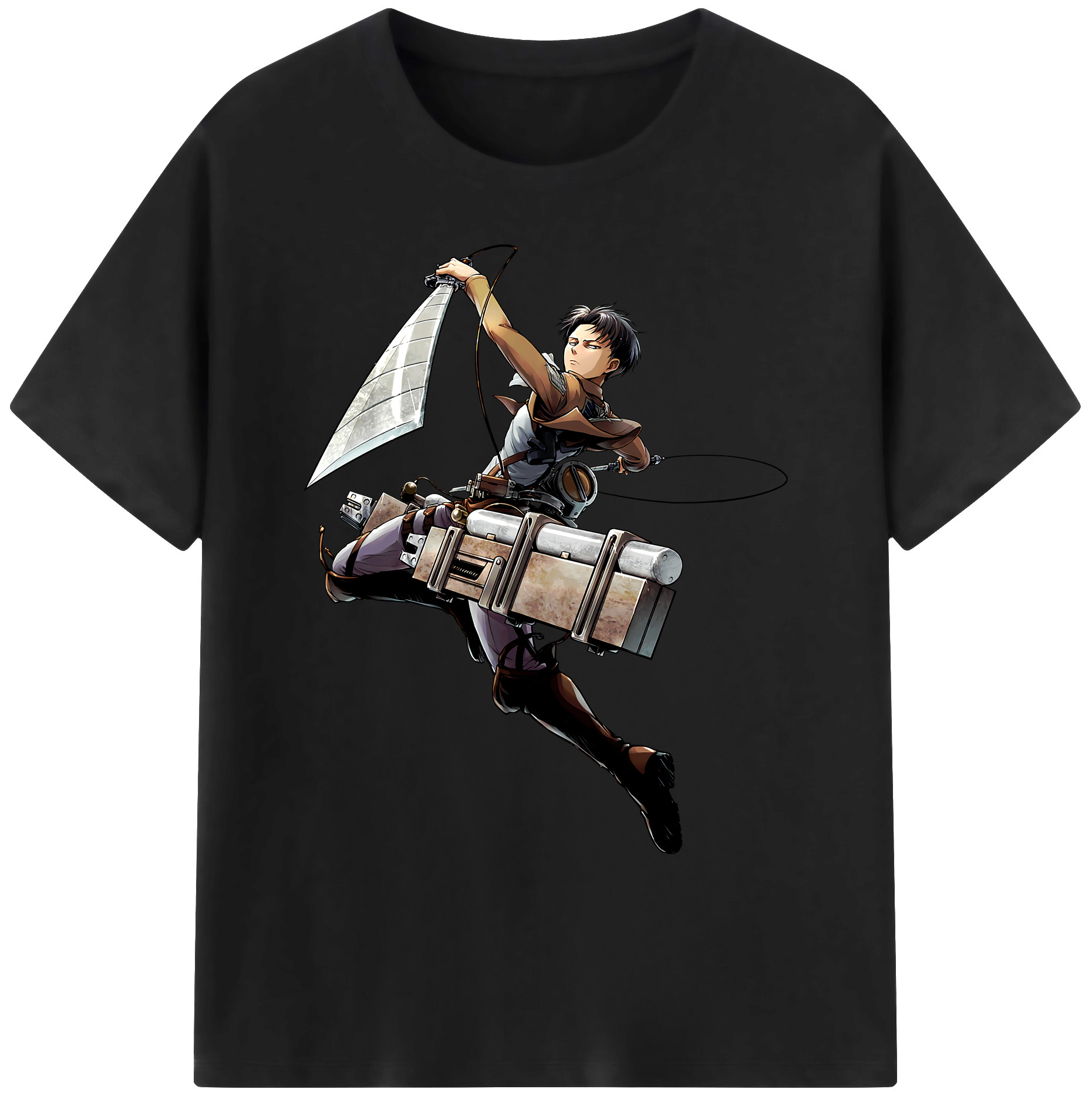 （画像用） 進撃の巨人 リヴァイ·アッカーマン Attack on Titan Levi Ackerman 綿100％ メンズ半袖Tシャツ｜肌触りやわらか＆通気性