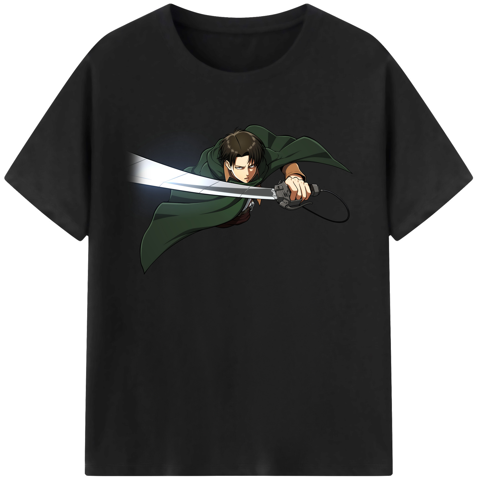 （画像用） 進撃の巨人 リヴァイ·アッカーマン Attack on Titan Levi Ackerman 綿100％ メンズ半袖Tシャツ｜肌触りやわらか＆通気性