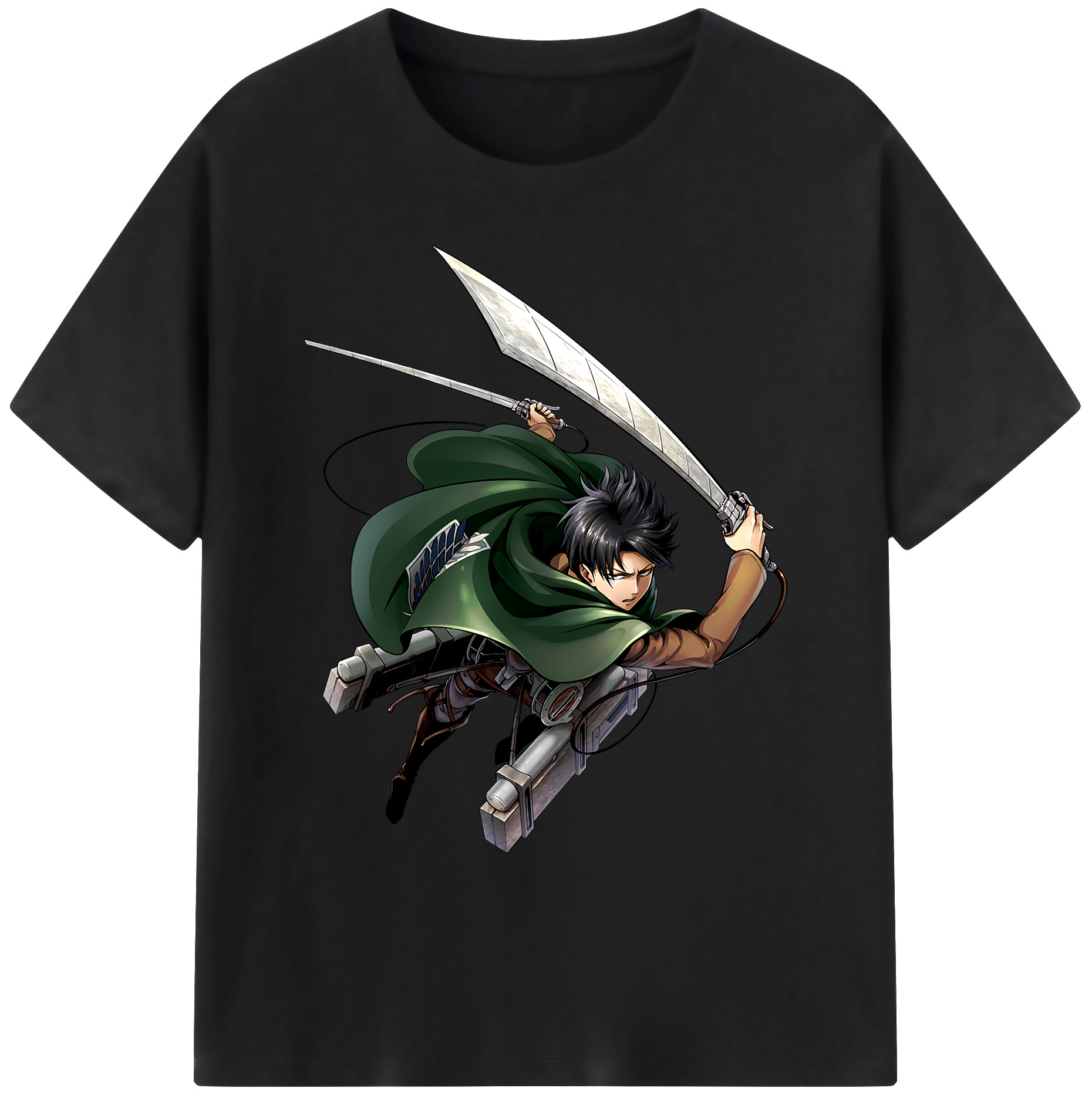 （画像用） 進撃の巨人 リヴァイ·アッカーマン Attack on Titan Levi Ackerman 綿100％ メンズ半袖Tシャツ｜肌触りやわらか＆通気性