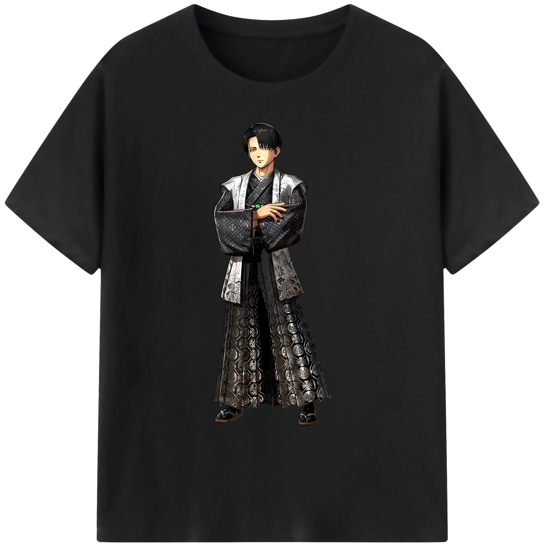 （画像用） 進撃の巨人 リヴァイ·アッカーマン Attack on Titan Levi Ackerman 綿100％ メンズ半袖Tシャツ｜肌触りやわらか＆通気性