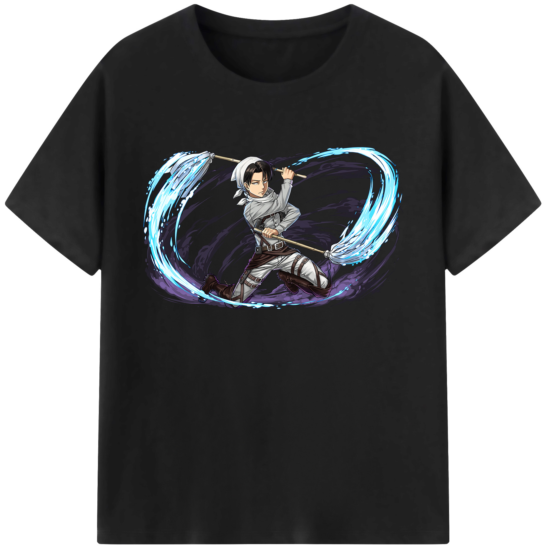 （画像用） 進撃の巨人 リヴァイ·アッカーマン Attack on Titan Levi Ackerman 綿100％ メンズ半袖Tシャツ｜肌触りやわらか＆通気性