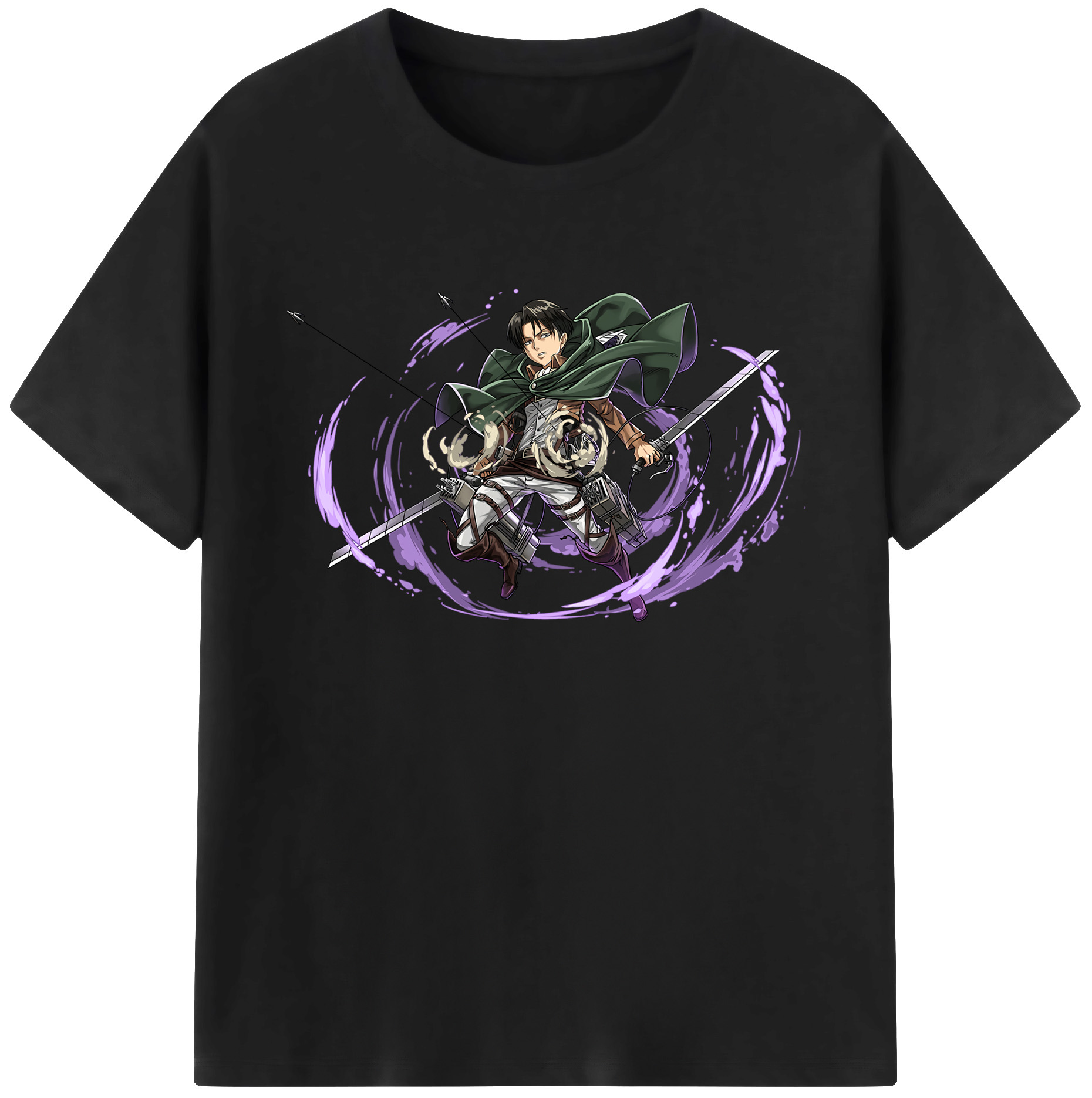 （画像用） 進撃の巨人 リヴァイ·アッカーマン Attack on Titan Levi Ackerman 綿100％ メンズ半袖Tシャツ｜肌触りやわらか＆通気性