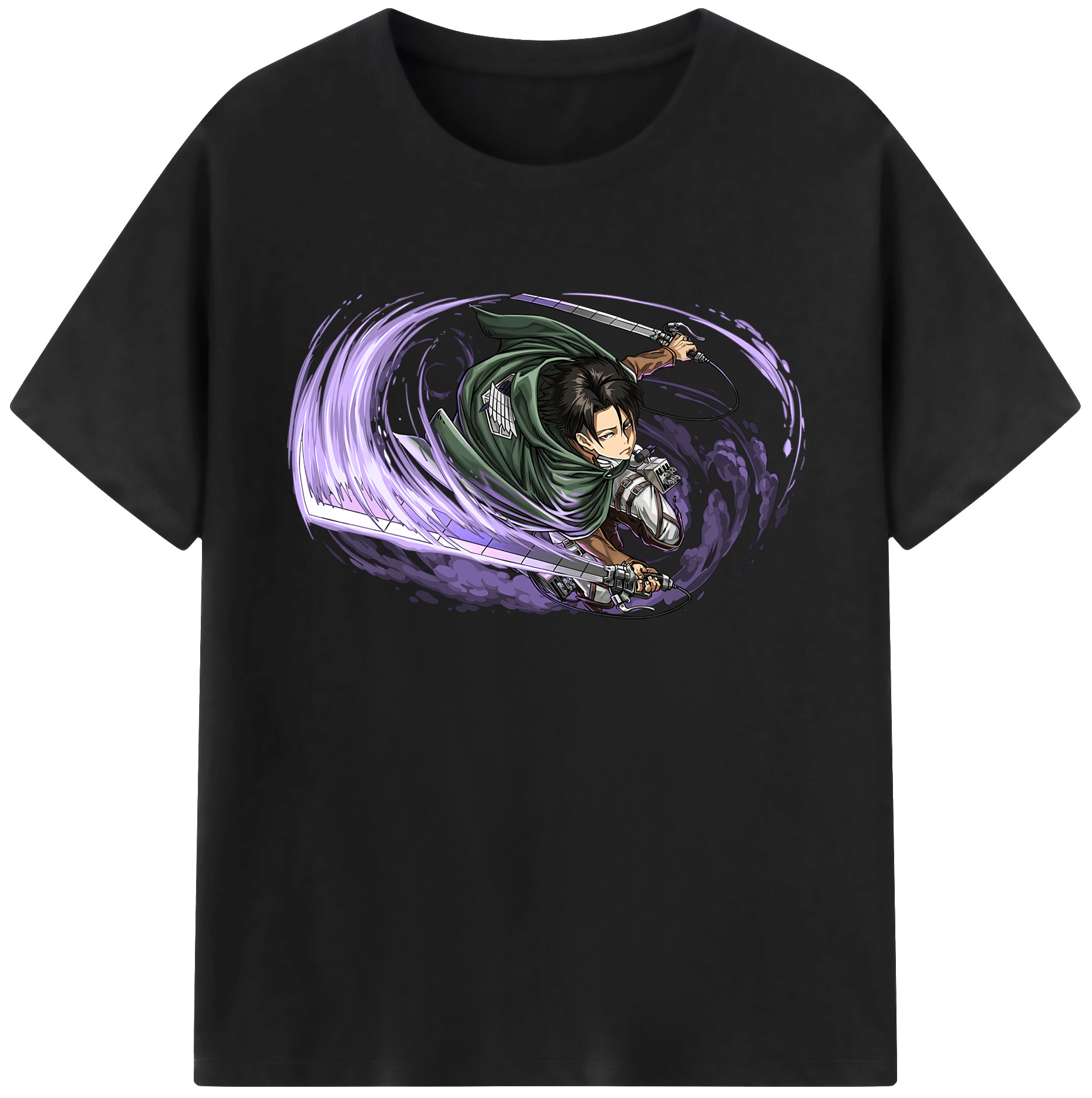 （画像用） 進撃の巨人 リヴァイ·アッカーマン Attack on Titan Levi Ackerman 綿100％ メンズ半袖Tシャツ｜肌触りやわらか＆通気性
