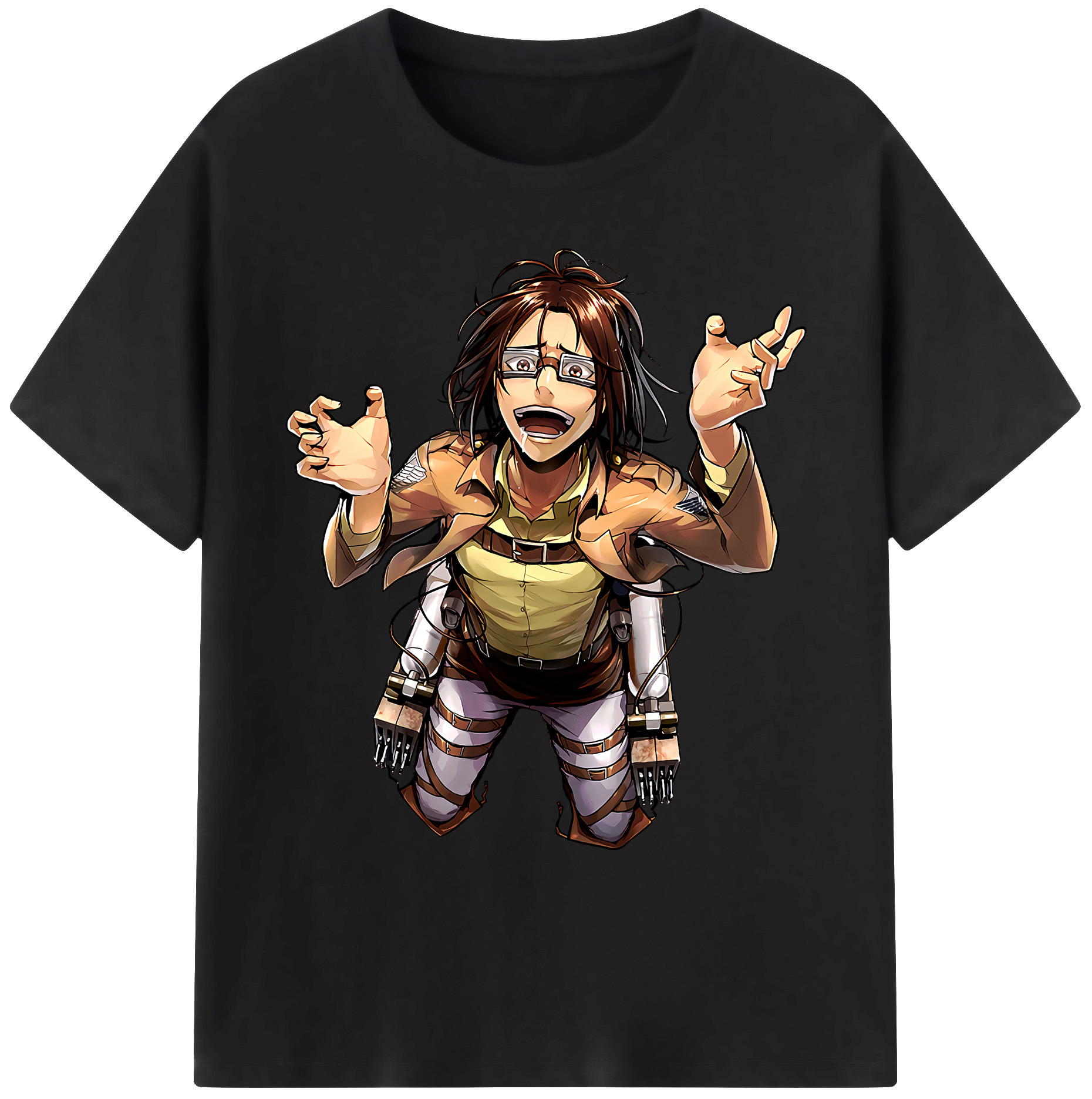（画像用） 進撃の巨人 ハンジ·ゾエ Attack on Titan Hanji Zoe 綿100％ メンズ半袖Tシャツ｜肌触りやわらか＆通気性
