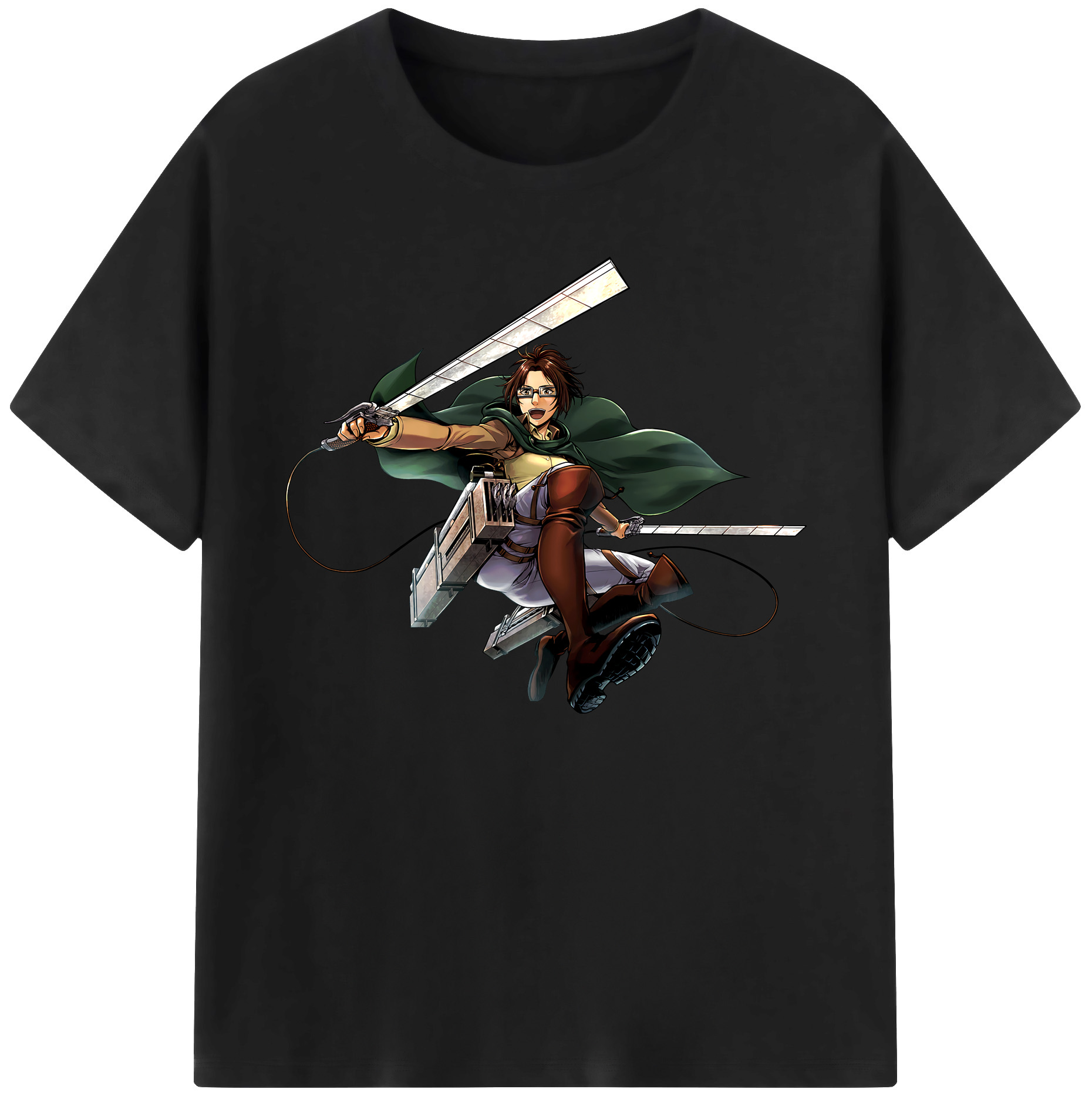 （画像用） 進撃の巨人 ハンジ·ゾエ Attack on Titan Hanji Zoe 綿100％ メンズ半袖Tシャツ｜肌触りやわらか＆通気性