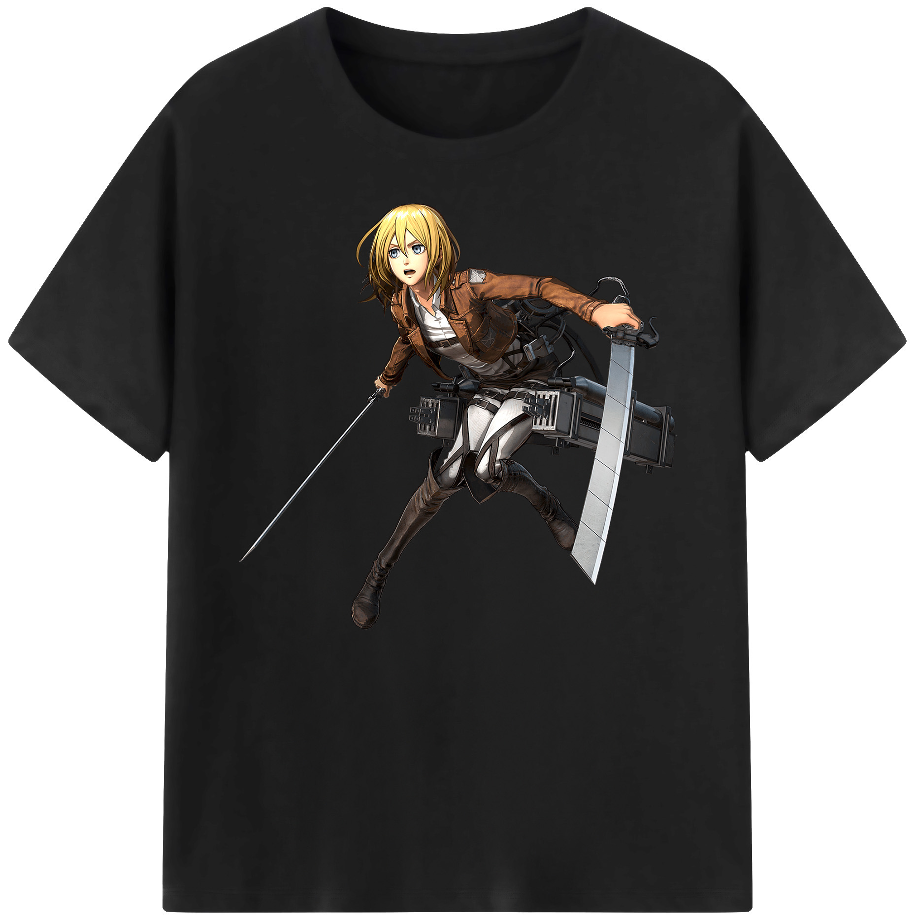 （画像用） 進撃の巨人 クリスタ·レンズ Attack on Titan Christa Lenz 綿100％ メンズ半袖Tシャツ｜肌触りやわらか＆通気性