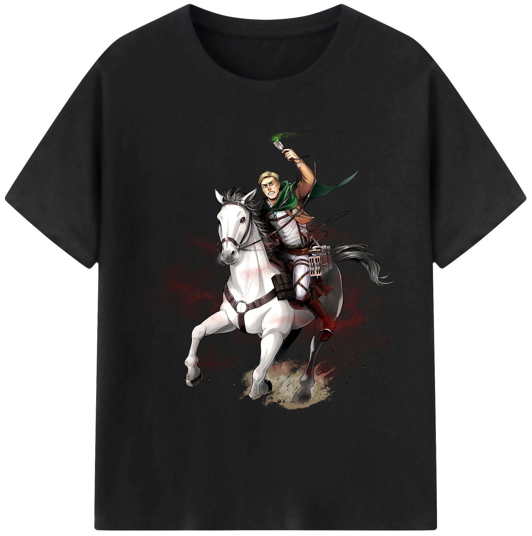 （画像用） 進撃の巨人 エルヴィン・スミス Attack on Titan Erwin Smith 綿100％ メンズ半袖Tシャツ｜肌触りやわらか＆通気性