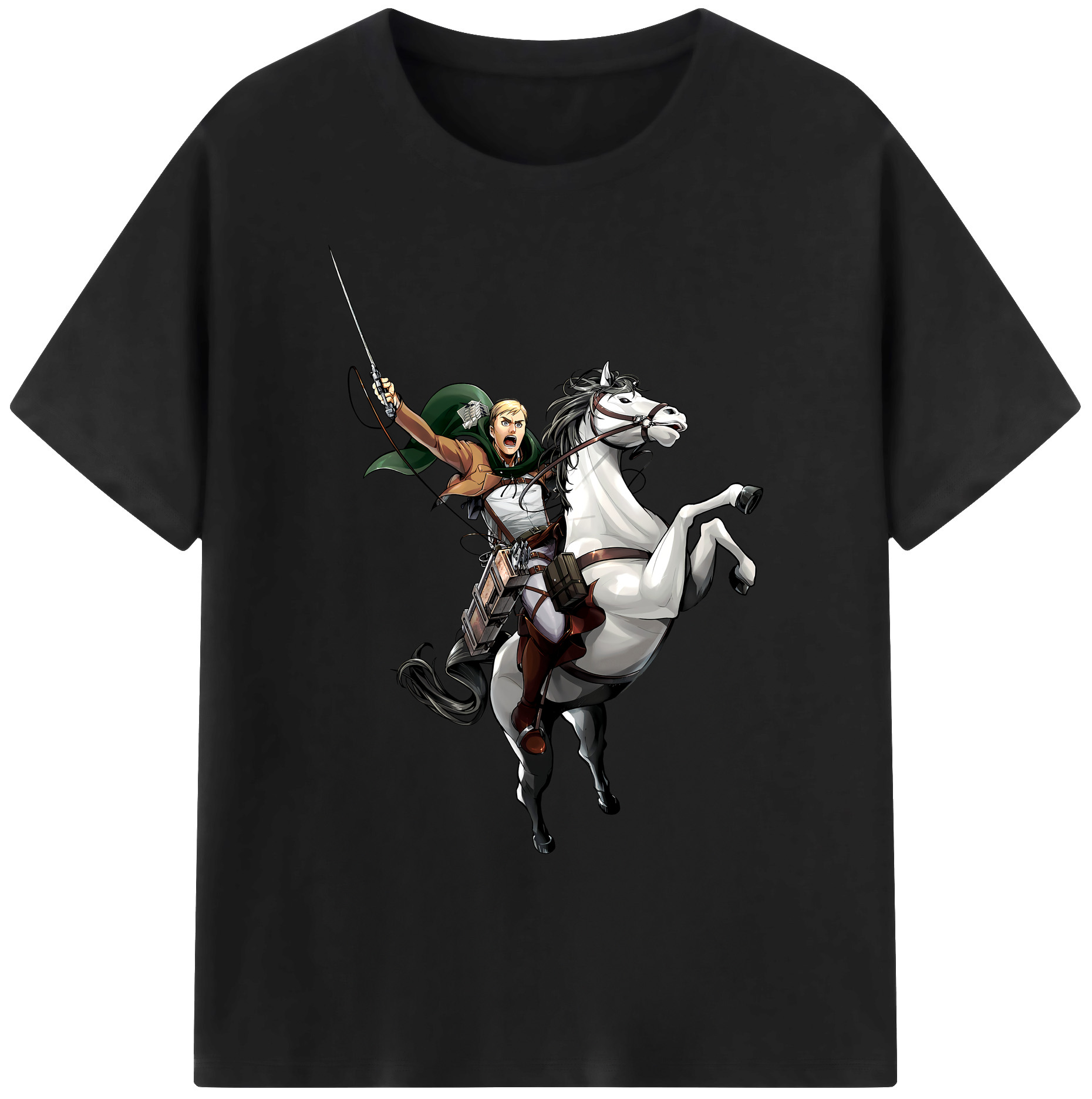 （画像用） 進撃の巨人 エルヴィン・スミス Attack on Titan Erwin Smith 綿100％ メンズ半袖Tシャツ｜肌触りやわらか＆通気性