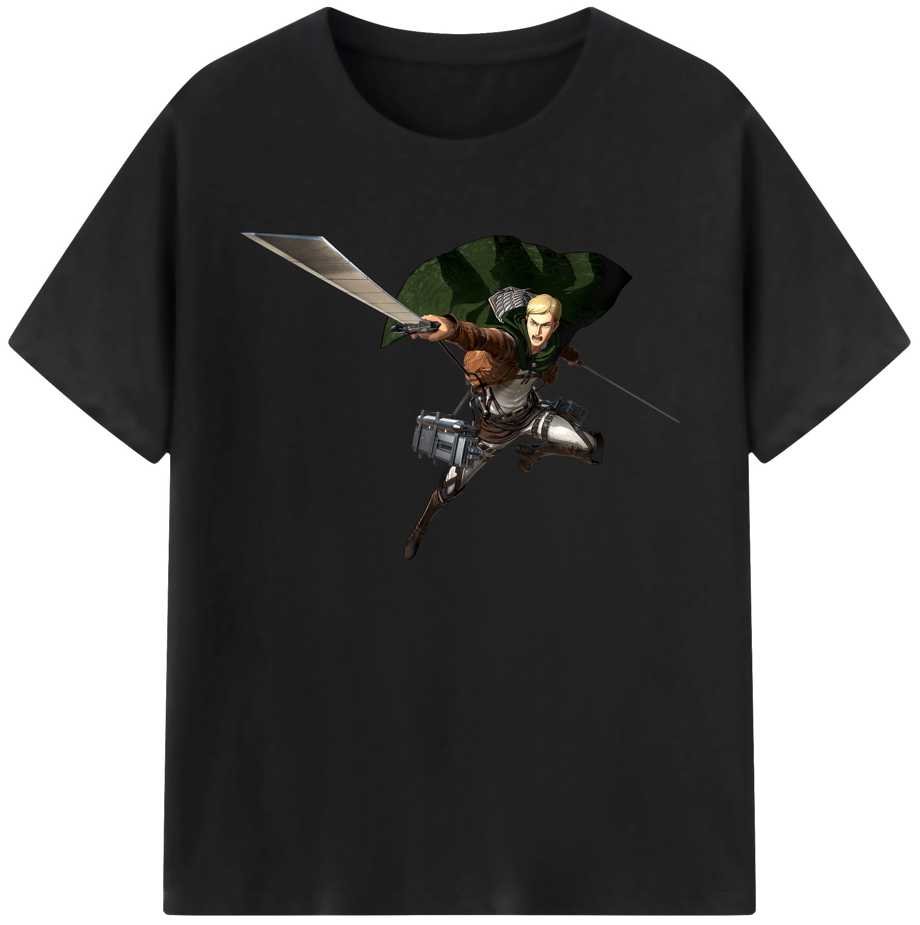 （画像用） 進撃の巨人 エルヴィン・スミス Attack on Titan Erwin Smith 綿100％ メンズ半袖Tシャツ｜肌触りやわらか＆通気性