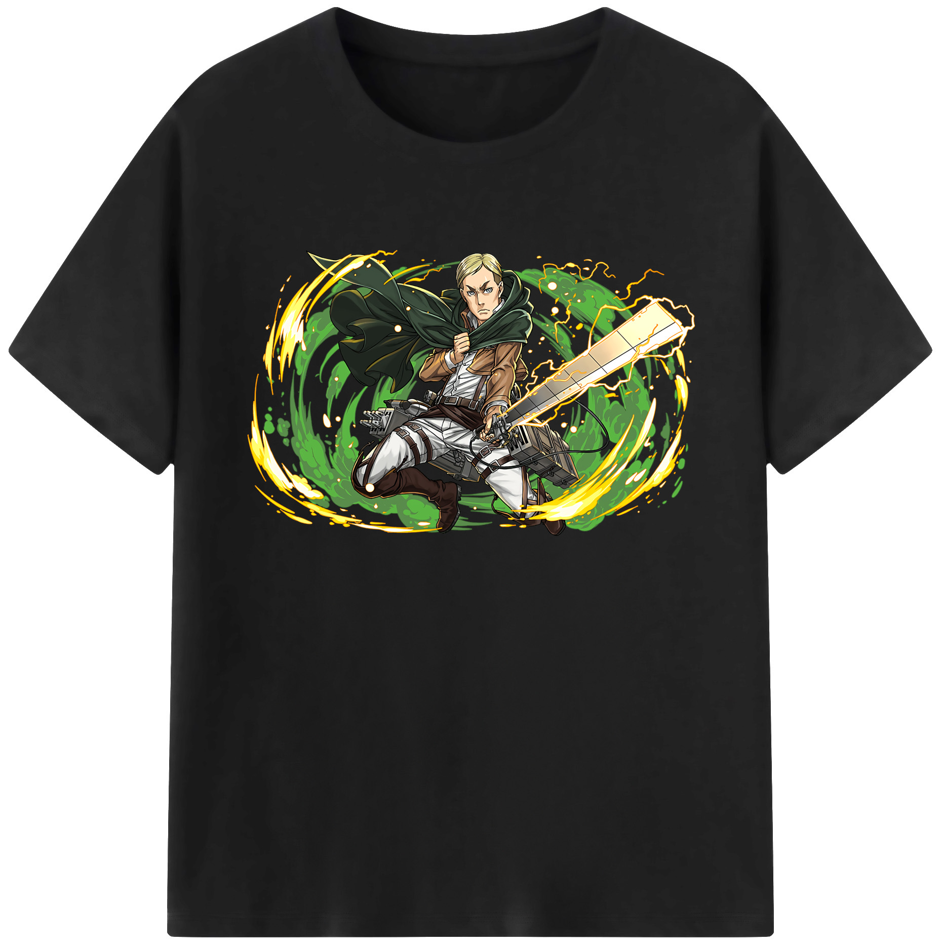 （画像用） 進撃の巨人 エルヴィン・スミス Attack on Titan Erwin Smith 綿100％ メンズ半袖Tシャツ｜肌触りやわらか＆通気性