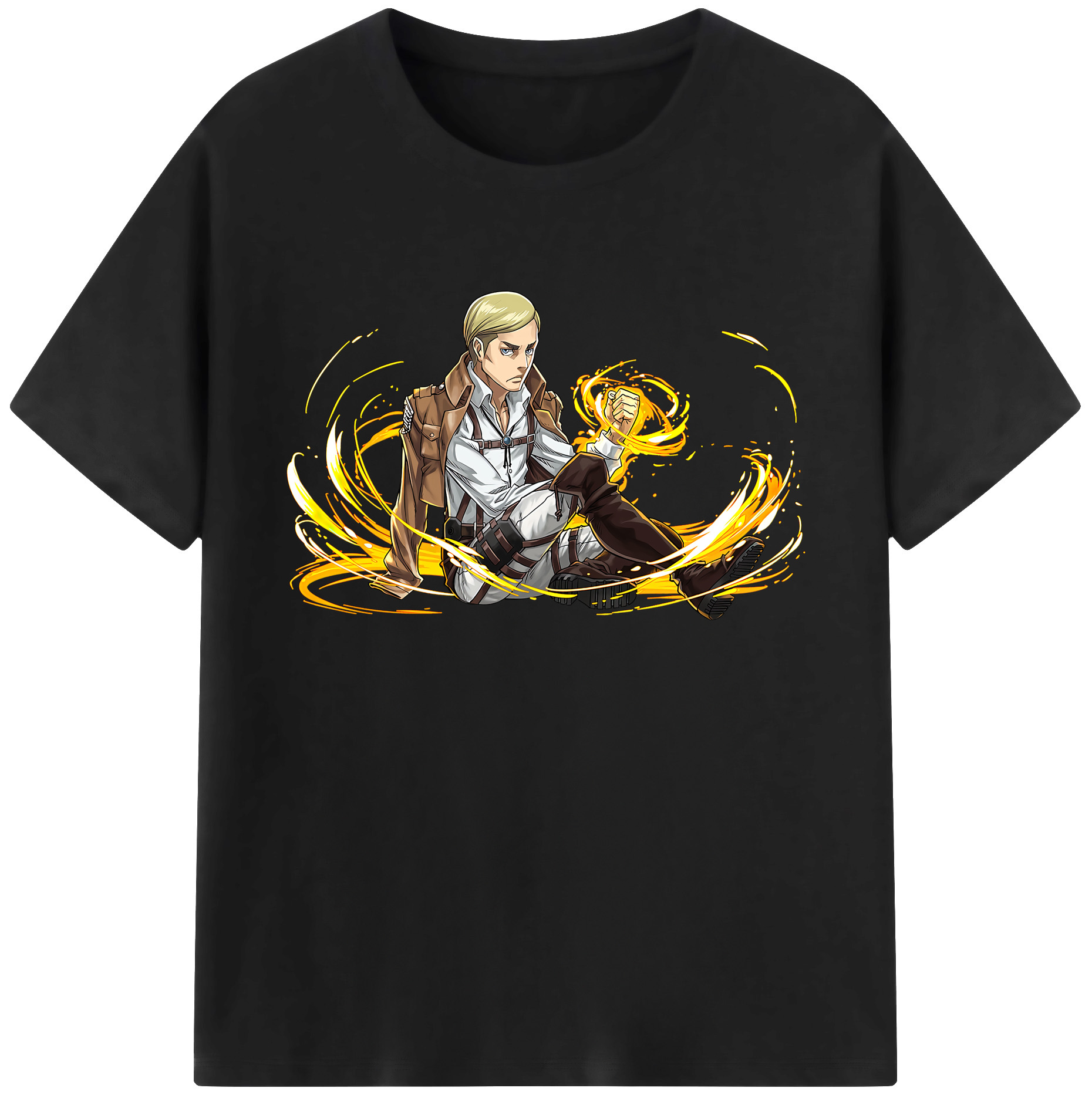 （画像用） 進撃の巨人 エルヴィン・スミス Attack on Titan Erwin Smith 綿100％ メンズ半袖Tシャツ｜肌触りやわらか＆通気性