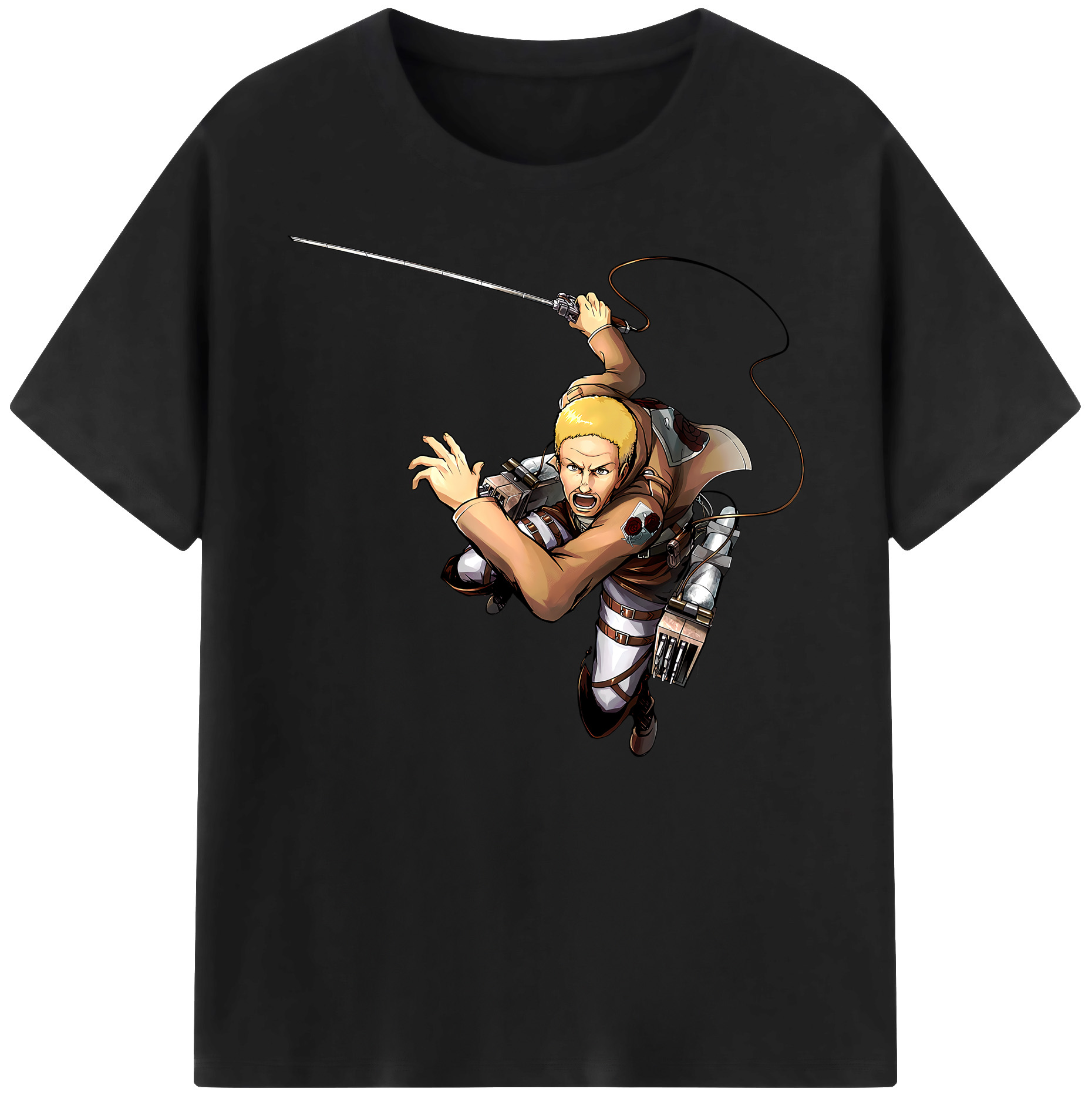 （画像用） 進撃の巨人 ハンネス Attack on Titan Hannes 綿100％ メンズ半袖Tシャツ｜肌触りやわらか＆通気性