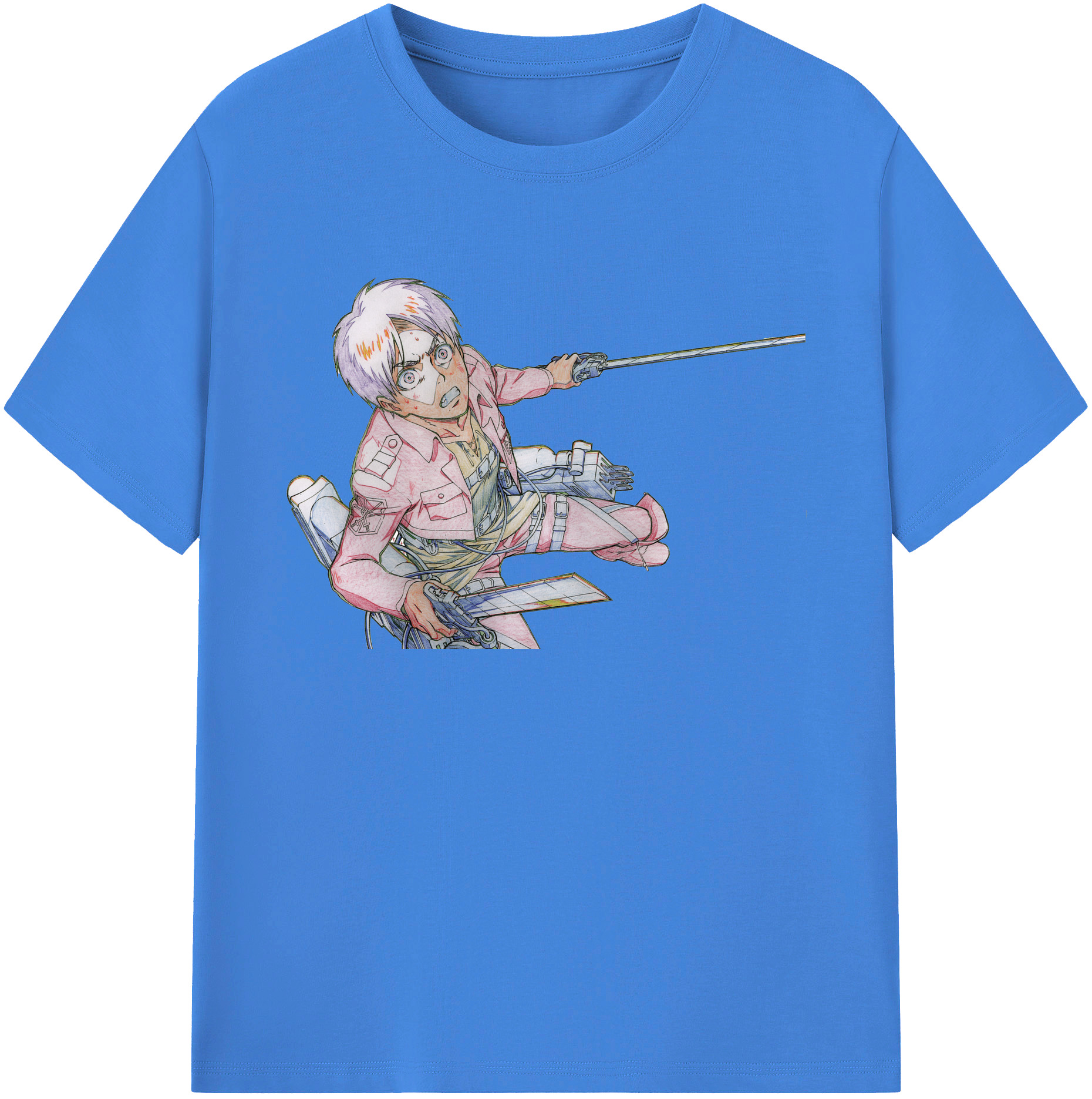 （画像用） 進撃の巨人 エレン･イェーガー Attack on Titan Eren Jäger 綿100％ メンズ半袖Tシャツ｜肌触りやわらか＆通気性