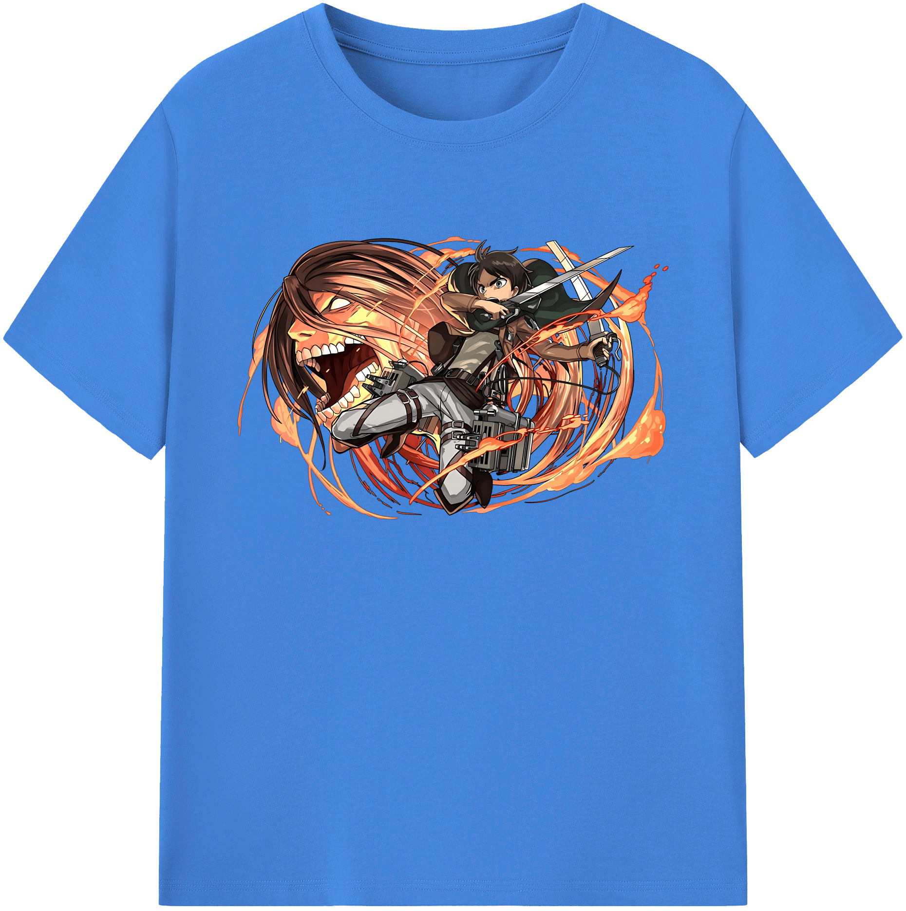 （画像用） 進撃の巨人 エレン･イェーガー Attack on Titan Eren Jäger 綿100％ メンズ半袖Tシャツ｜肌触りやわらか＆通気性