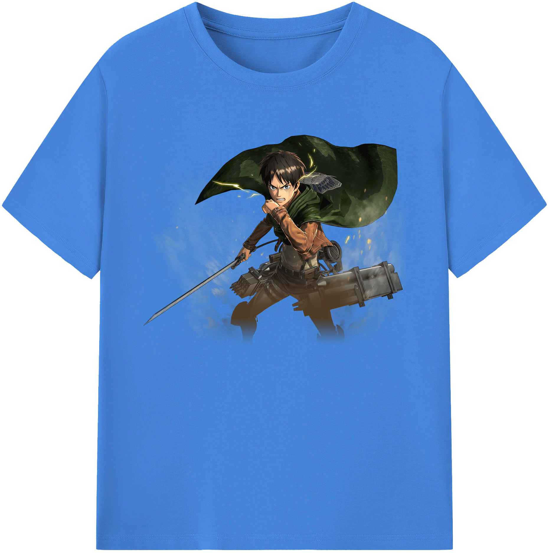（画像用） 進撃の巨人 エレン･イェーガー Attack on Titan Eren Jäger 綿100％ メンズ半袖Tシャツ｜肌触りやわらか＆通気性