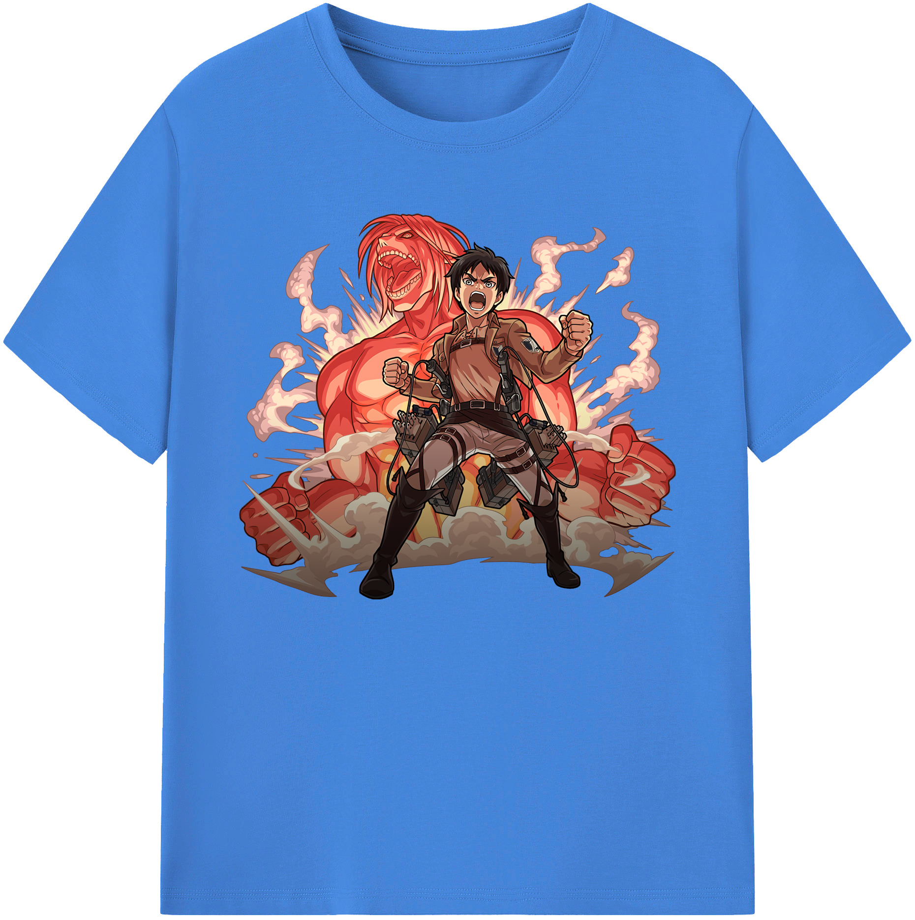 （画像用） 進撃の巨人 エレン･イェーガー Attack on Titan Eren Jäger 綿100％ メンズ半袖Tシャツ｜肌触りやわらか＆通気性