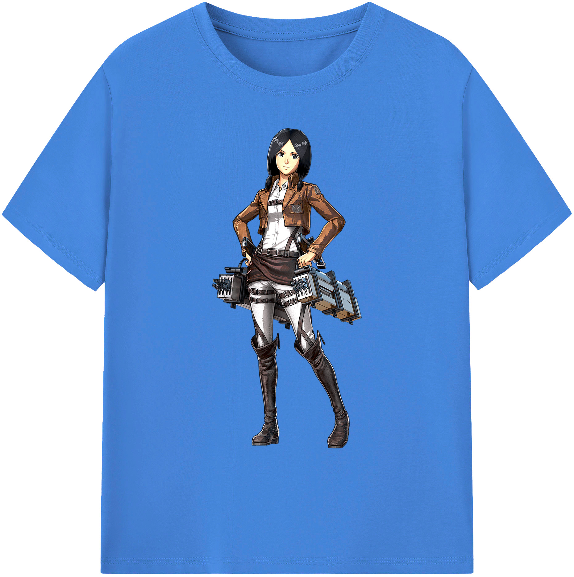 （画像用） 進撃の巨人 ミカサ·アッカーマン Attack on Titan Mikasa Ackerman 綿100％ メンズ半袖Tシャツ｜肌触りやわらか＆通気性